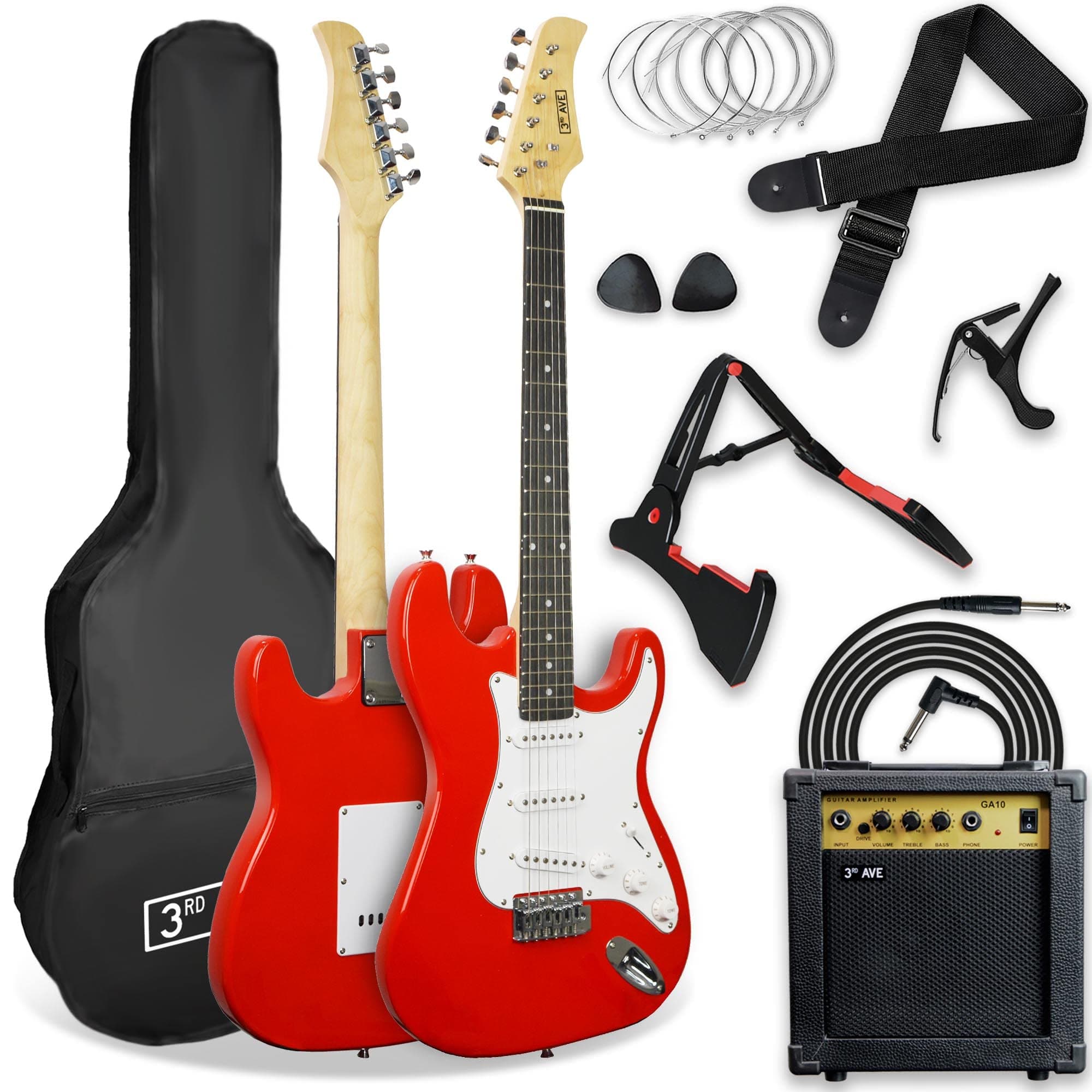3rd Avenue 4/4 Size Electric Guitar Pack - Red