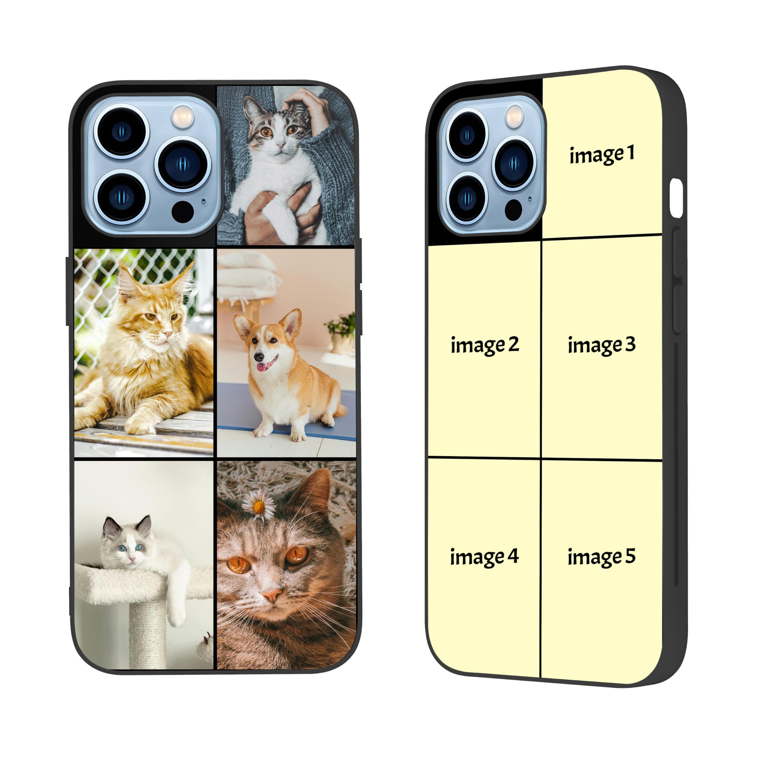 Custom Photo Phone Case Designed for iPhone 15 14 13 12 11 Pro Max Plus Mini 7/8, Personalize Images Design Your Own iPhone Cover for Family Friends Couple Gift(5 Images