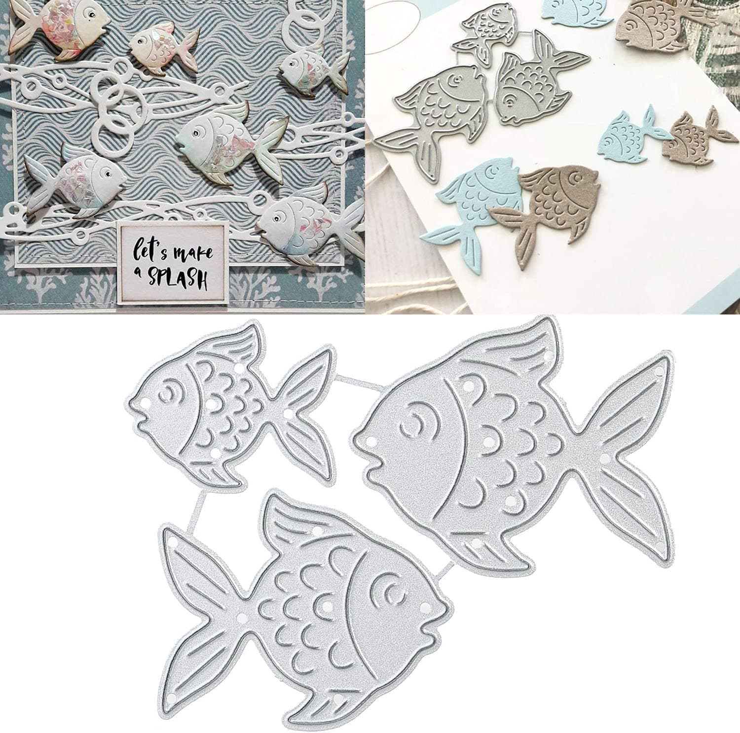 Fish Cutting Dies for Card Making，Fish Cutting Dies Cut Stencils for DIY Scrapbooking Photo Album Decorative Embossing Paper Dies for Card Making Templated+Cute Brooch Pin