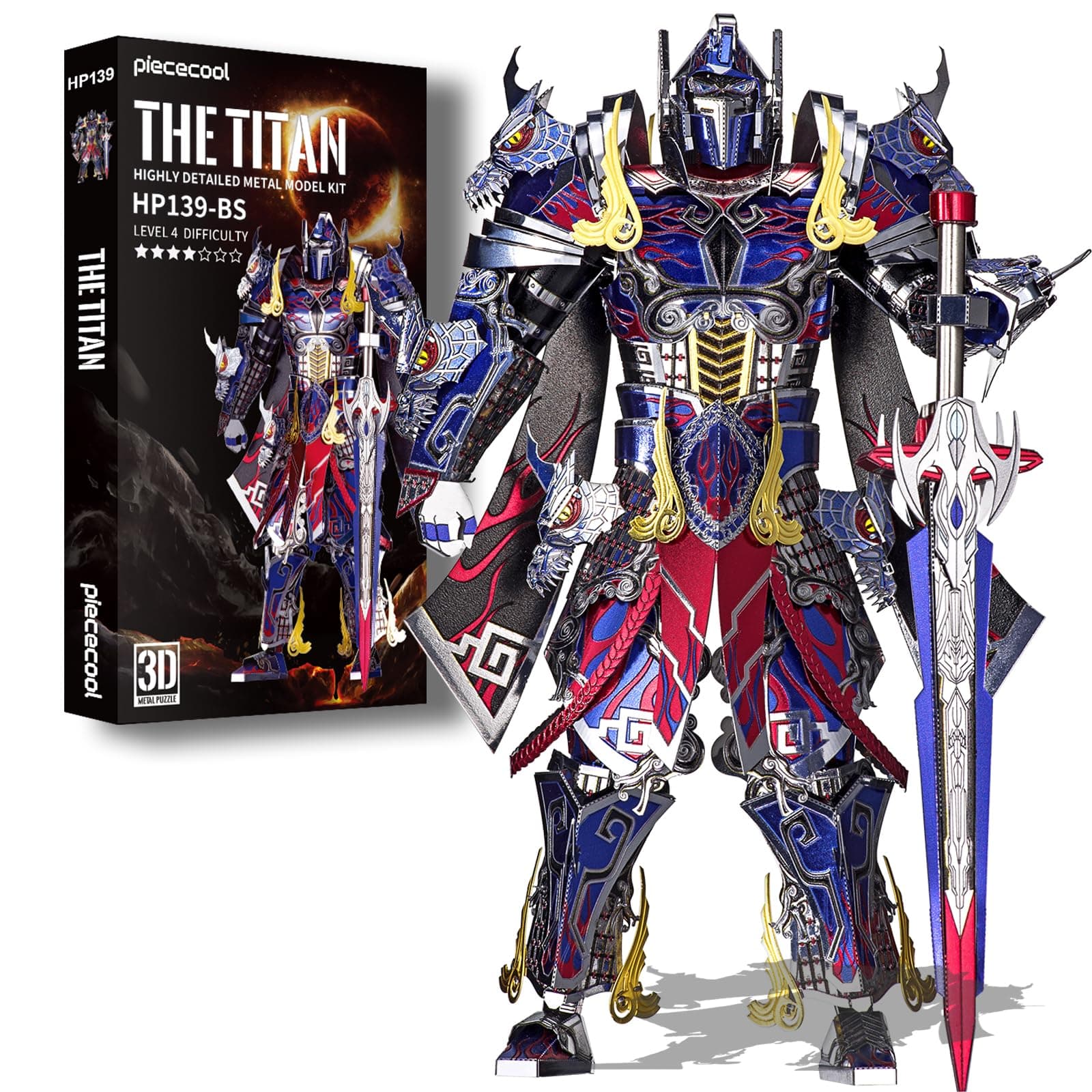 Piececool 3D Metal Puzzles Mecha Model Kits-The Titan Figure Model Building Blocks Kits for Adults, DIY Brain Teaser 3D Puzzle for Men Teen Students Hobbies Fidget Toys Gifts -157 Pcs