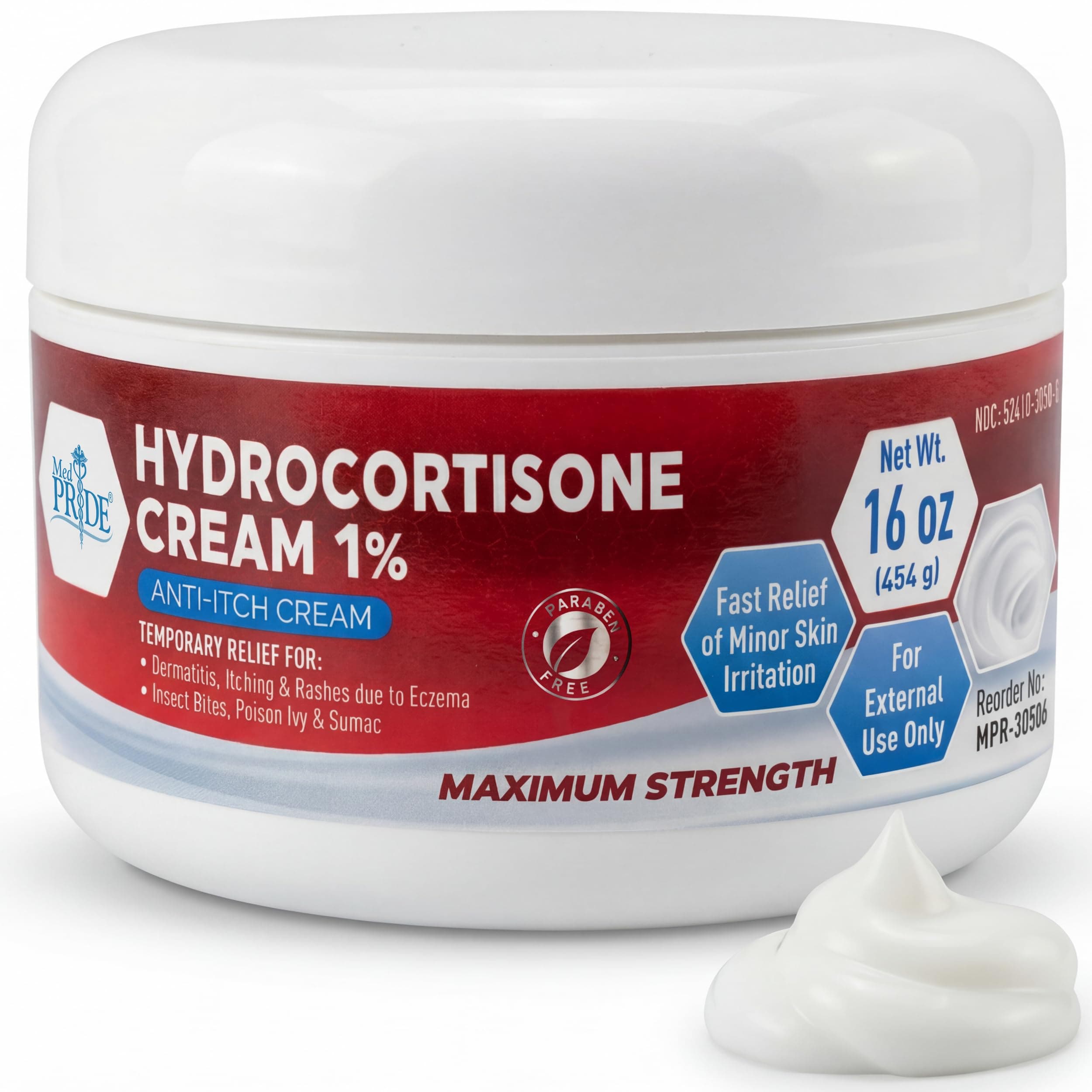 1% Hydrocortisone Cream Bulk 16 Oz Maximum Strength Itch Relief for Eczema, Dermatitis, Rashes, Mosquito Bites