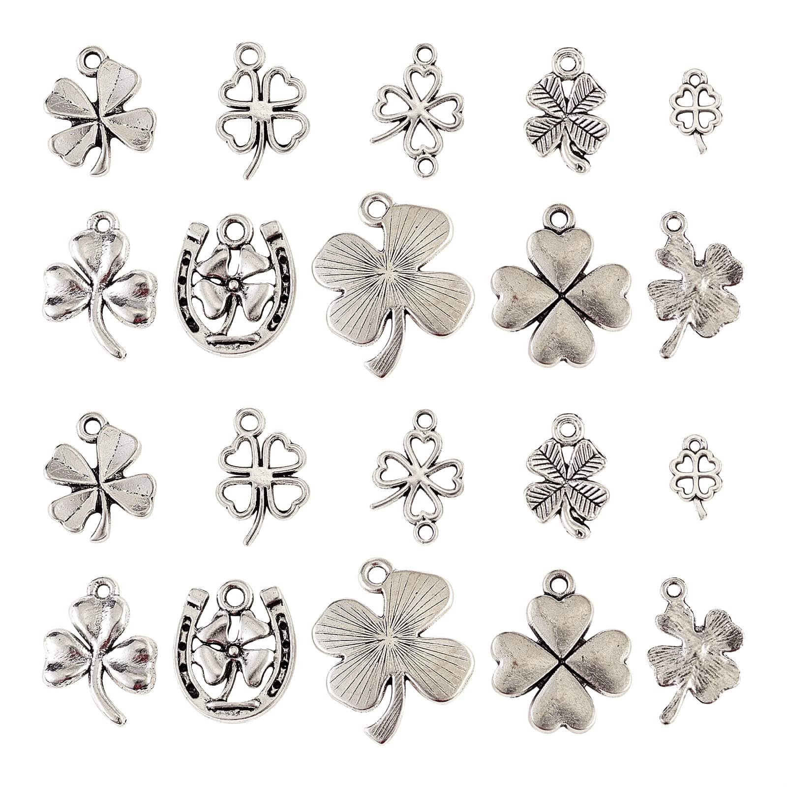 Sponsored Ad – 100Pcs 10 Styles Four Leaf Clover Charms Collection Mini Lucky Clover Charms Pendants for DIY Jewelry Making