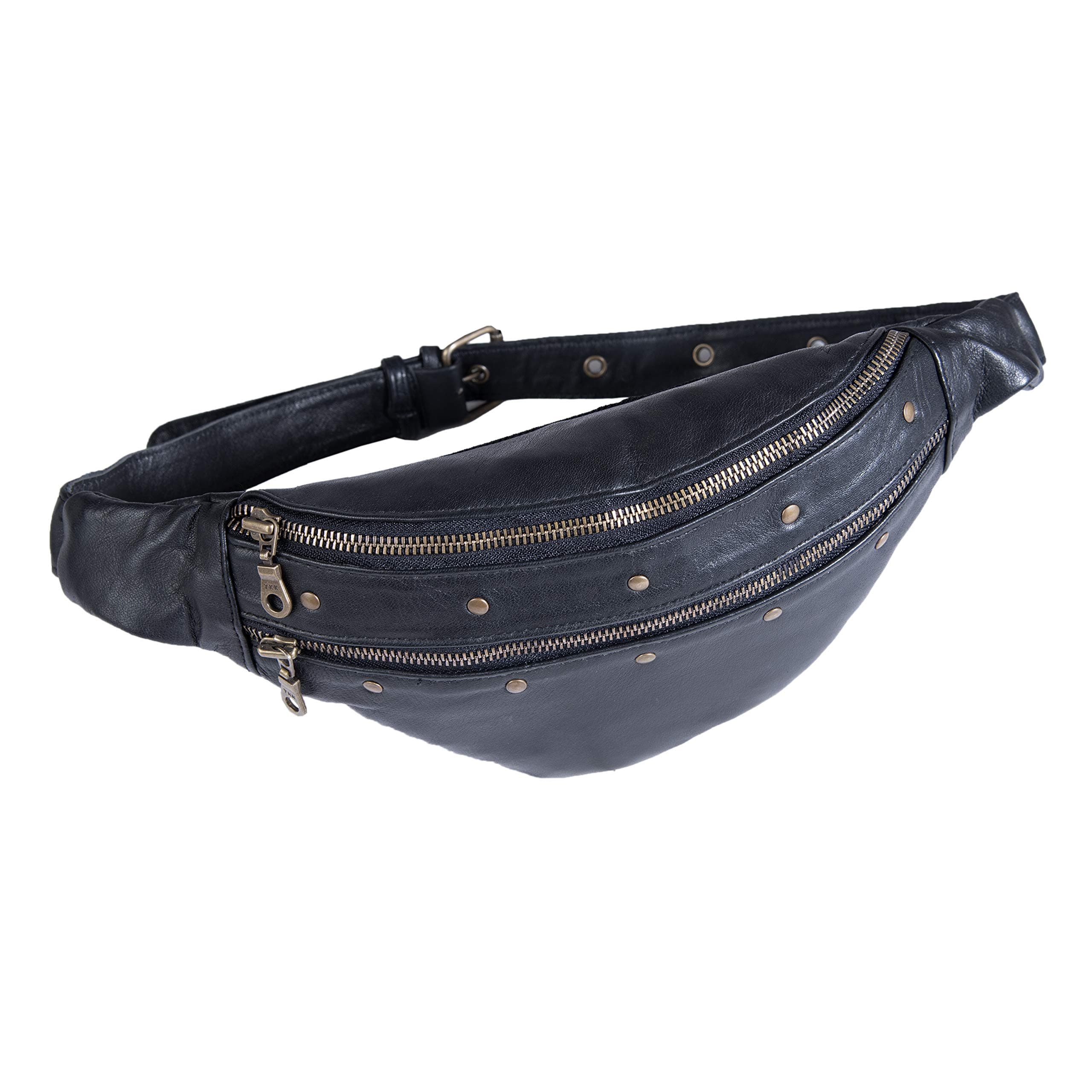 S.S LeathersWaist Bag – Genuine Leather Fanny Pack Multi-Function Travel Pouch Hip Bag Bum Bag for Men and Women- Multiple Pockets & Sturdy Zippers Ideal for Hiking Running and Cycling Waist Bag