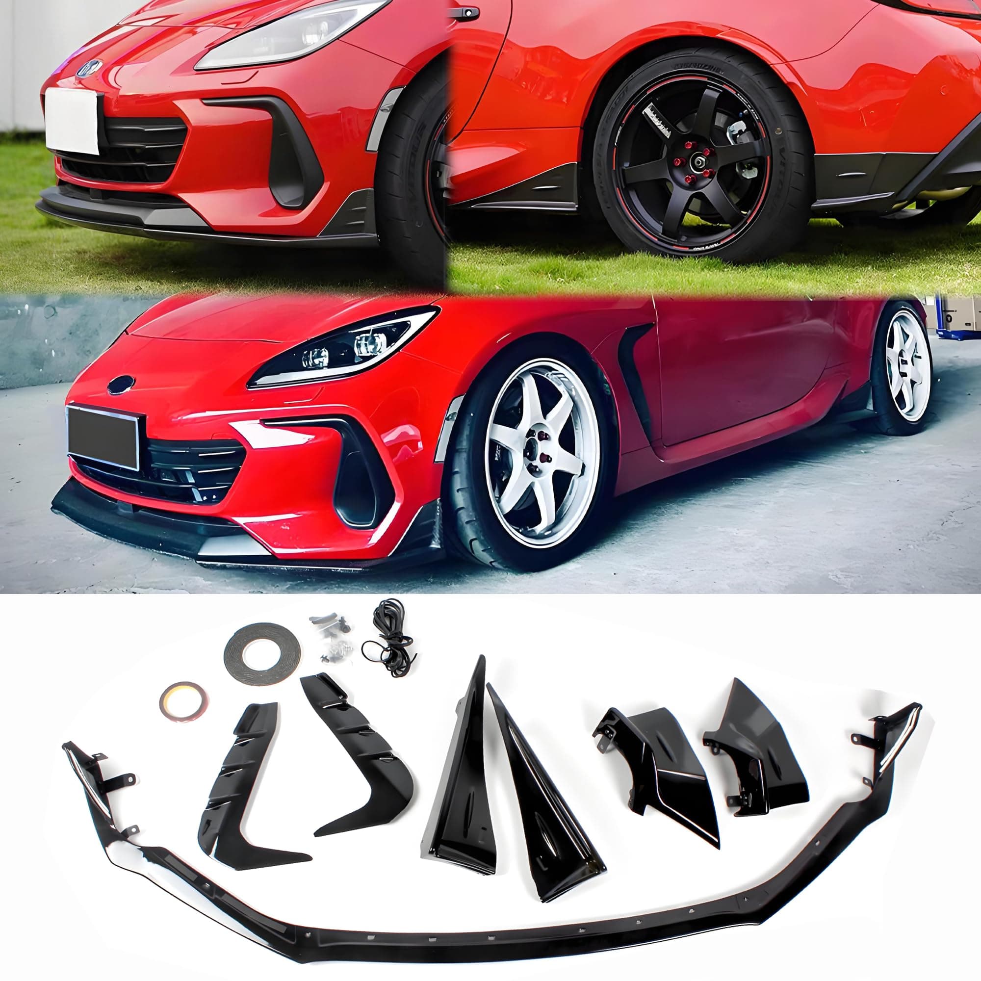 Full Body Kits, Front Bumper Lip Splitter Spoiler & Side Skirt & Side Fender & Rear Apron Set of 9 Fit for Subaru BRZ 2022 2023 2024 STI Style Accessories