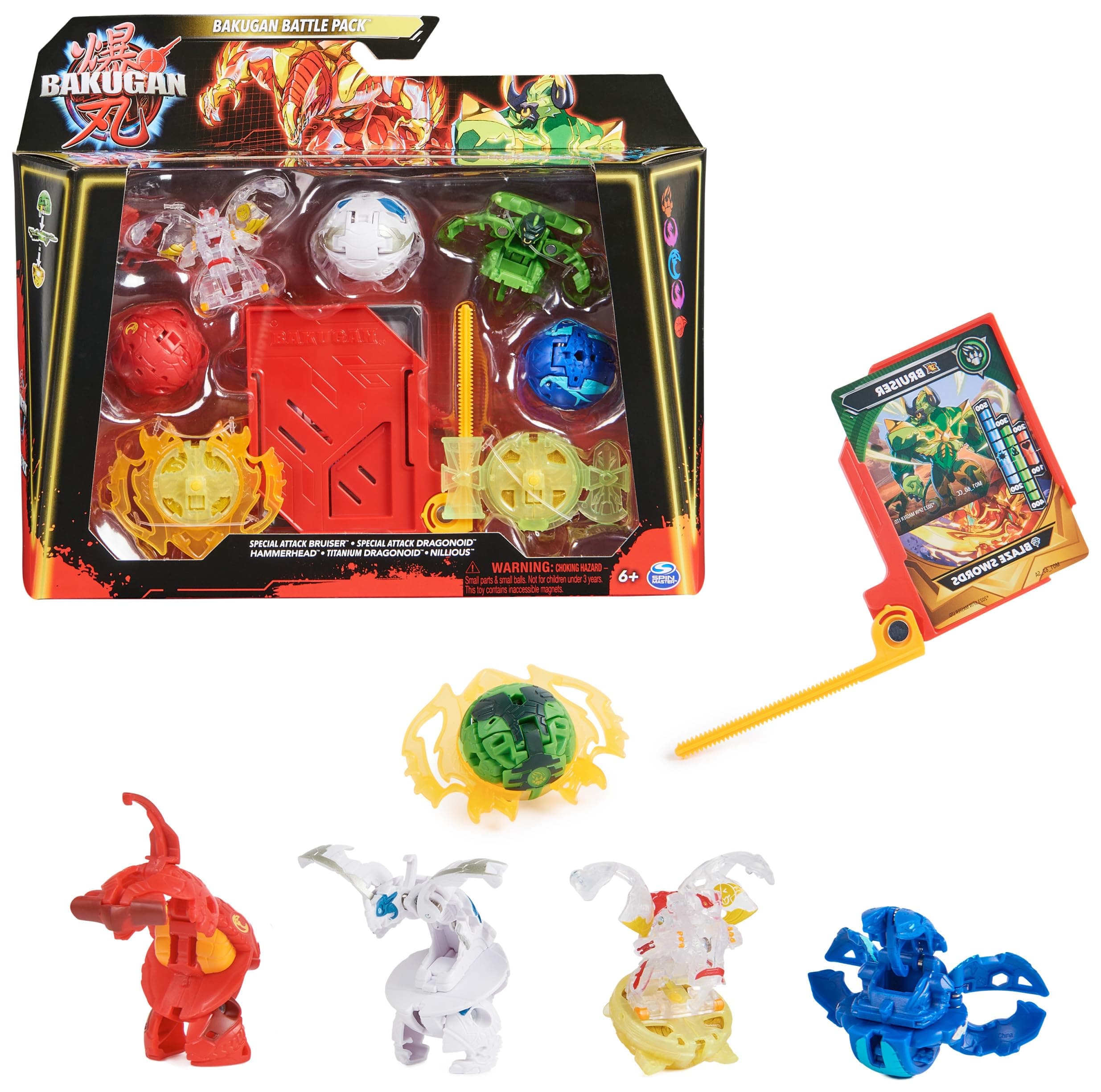 Bakugan 2023 Battle Pack with 5 Balls (2 Special Attack Bruiser and Diamond Dragonoid and Three Core Balls), for Children from 6 Years