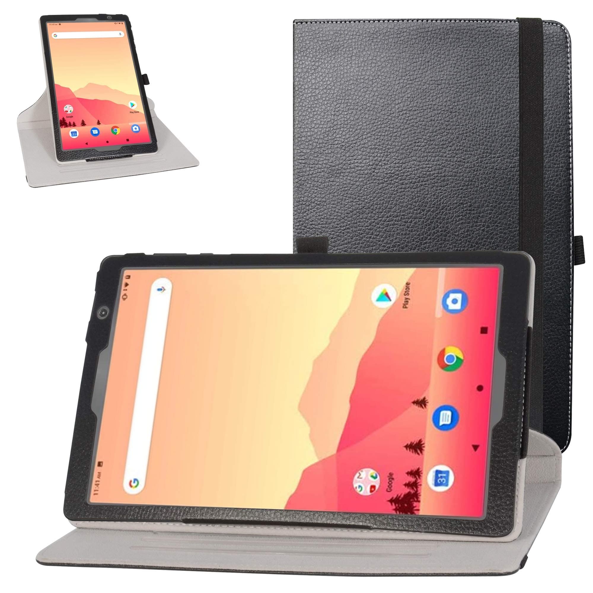 Bige for Vankyo MatrixPad S20 Rotating Case,360 Degree Rotary Stand with Cute Pattern Cover for 10" Vankyo MatrixPad S20 Tablet/YUNTAB D107 10.1 inch Tablet PC,Black