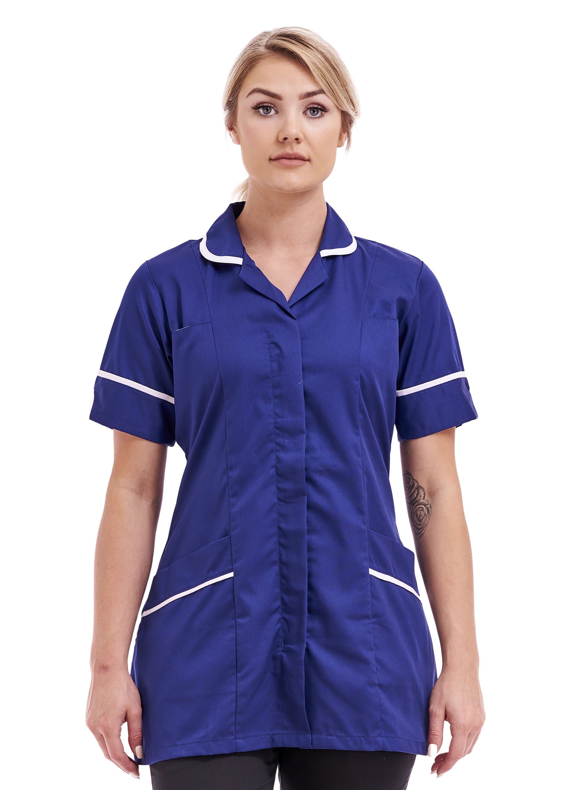 First Uniform SolutionsLadies Round Collar Tunic (18, Royal Blue/White Trim)