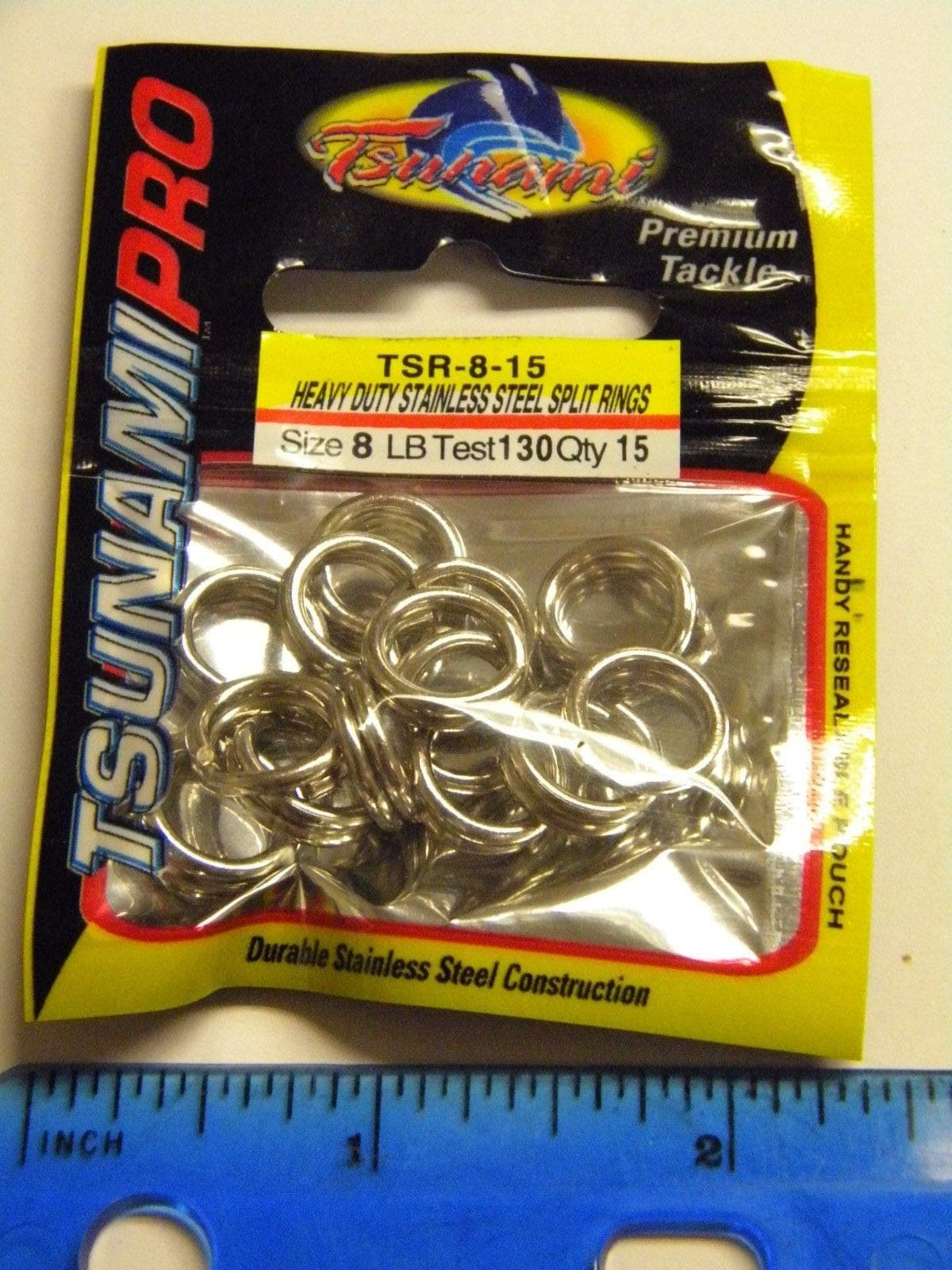 Tsunami Pro Heavy Duty Split Rings 130 Pound Test Size 8 TSR-8-15