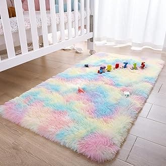 Aspire Homeware Rainbow Small Living Room Rugs 50x80cm Bedroom Rugs Non Slip Modern Super Soft Thick Pile, Non Shedding Rug