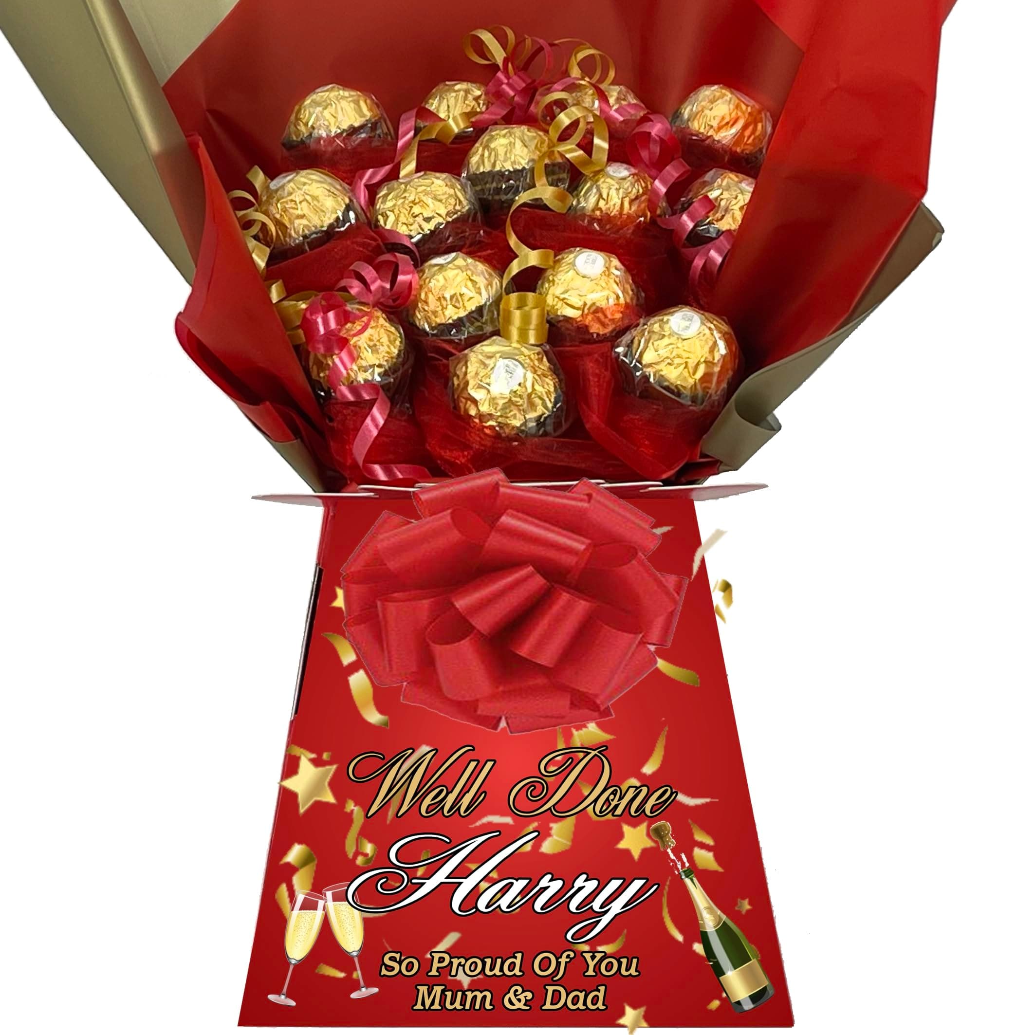 Personalised Chocolate Gift Hamper Bouquet Compatible With (FERRERO) RED