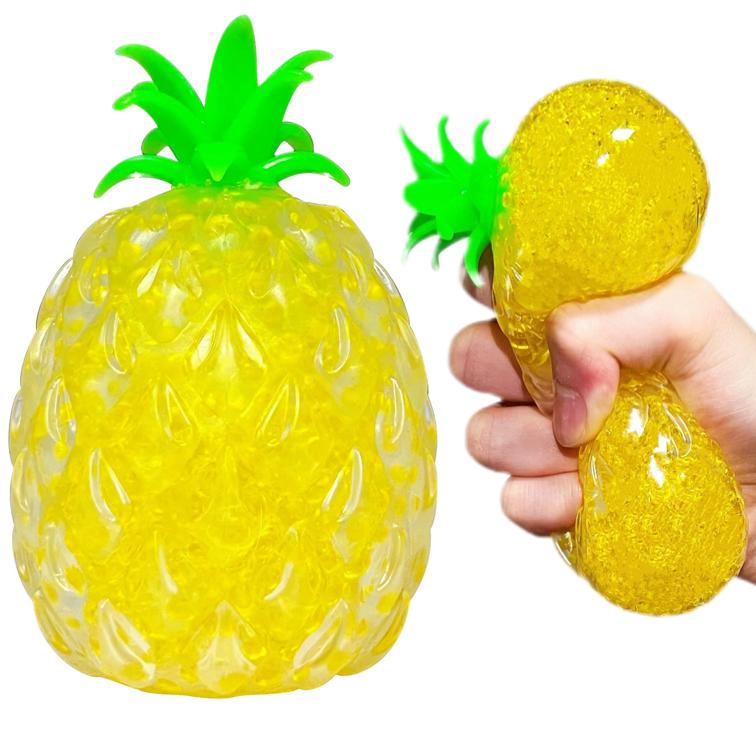 Pineapple Squishy Stress Balls (1 Pack) Stretchy Fruit Stress Squeeze Toys for Kids and Adults, Squish Sugar Ball Squishy Toys, Ideal for Relax, Focus, Christmas Decoration, Easter Basket Stuffers