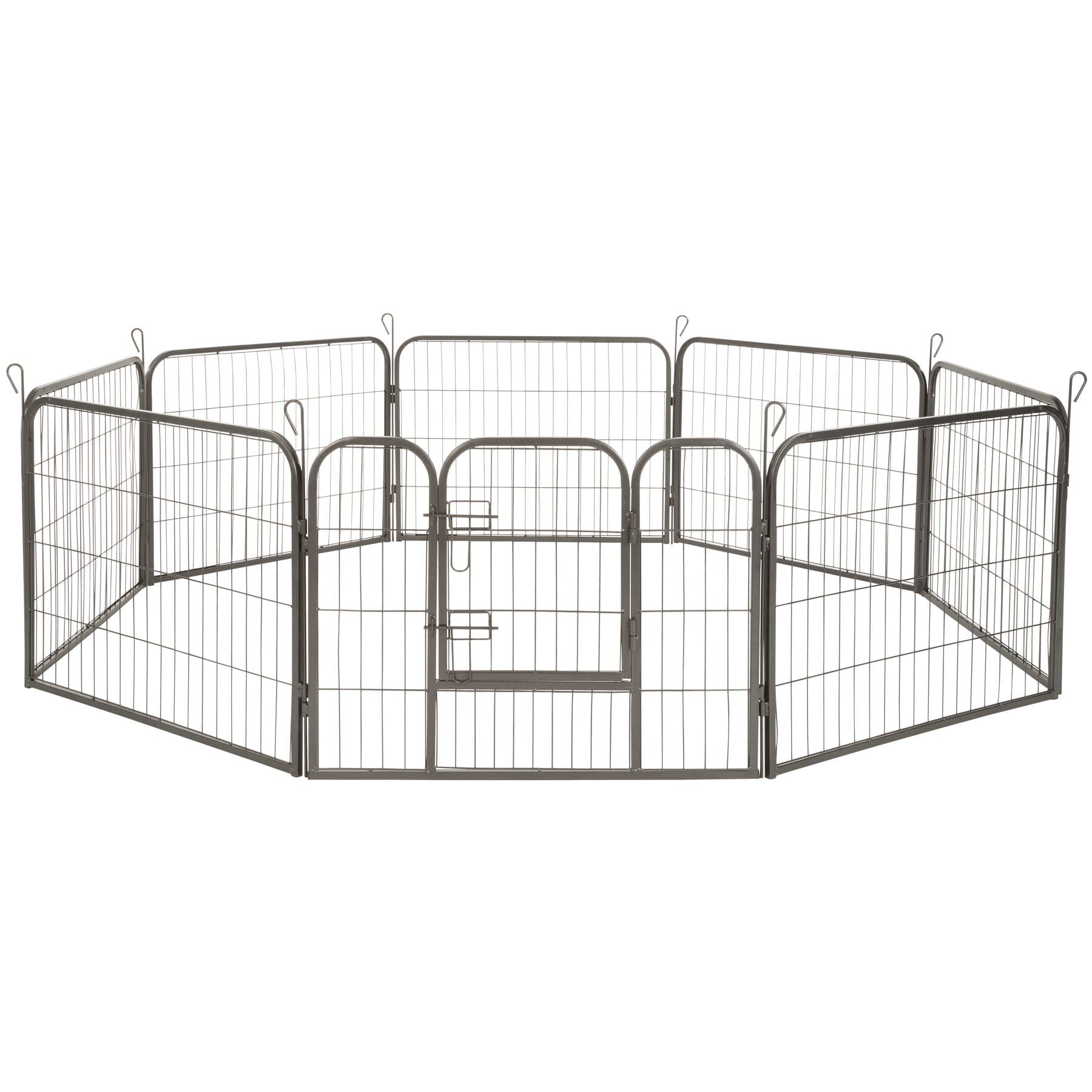 tectake® Puppy and Pet Playpen, Highly Stable, Robust, Easy Set-Up with Double Lock Door, Ground Insertable Rods, Collapsible, Multiple Shapes, Ideal for Rabbit, Puppy and other Small Pets - 60 cm