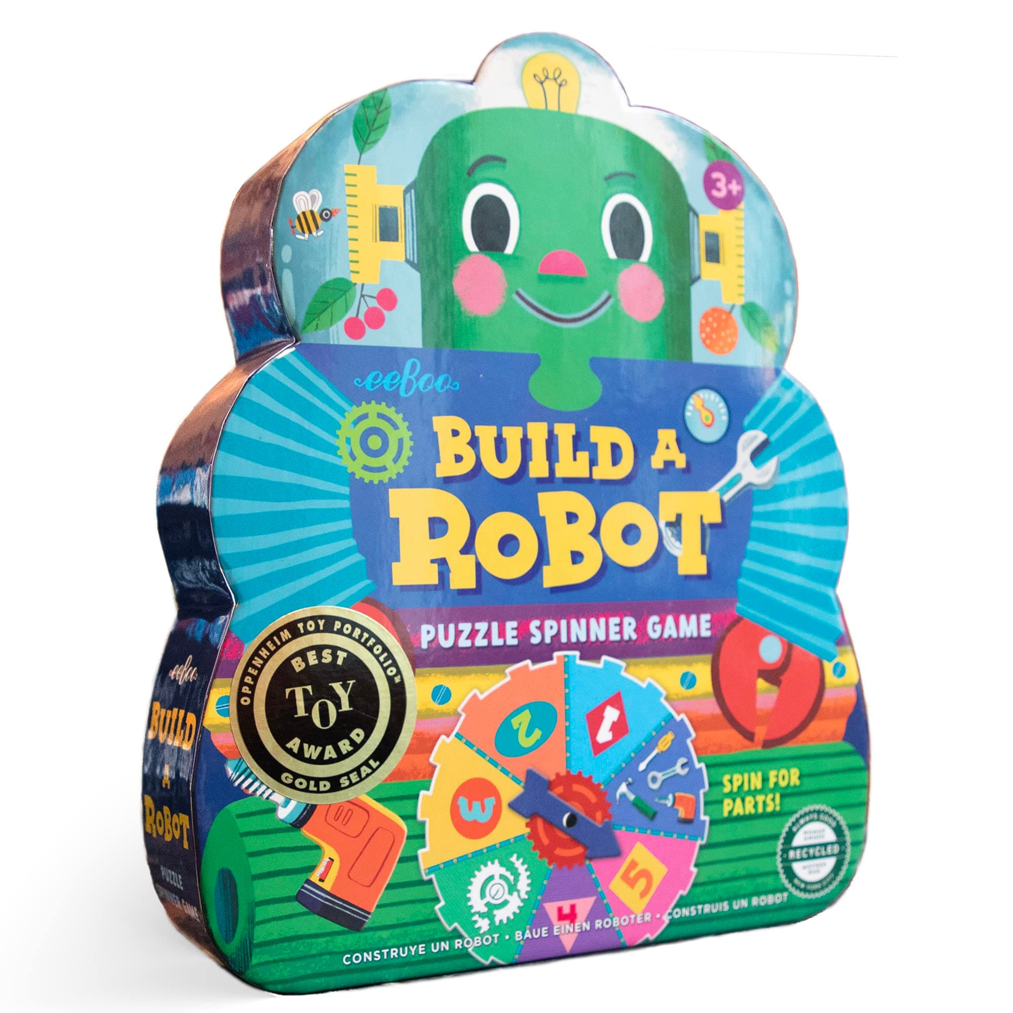 eeBoo Build a Robot Spinner Game - Award Winning Number Matching Robot Building Game, Screen-Free Fun for 2-4 Players, Kids Ages 3 and up
