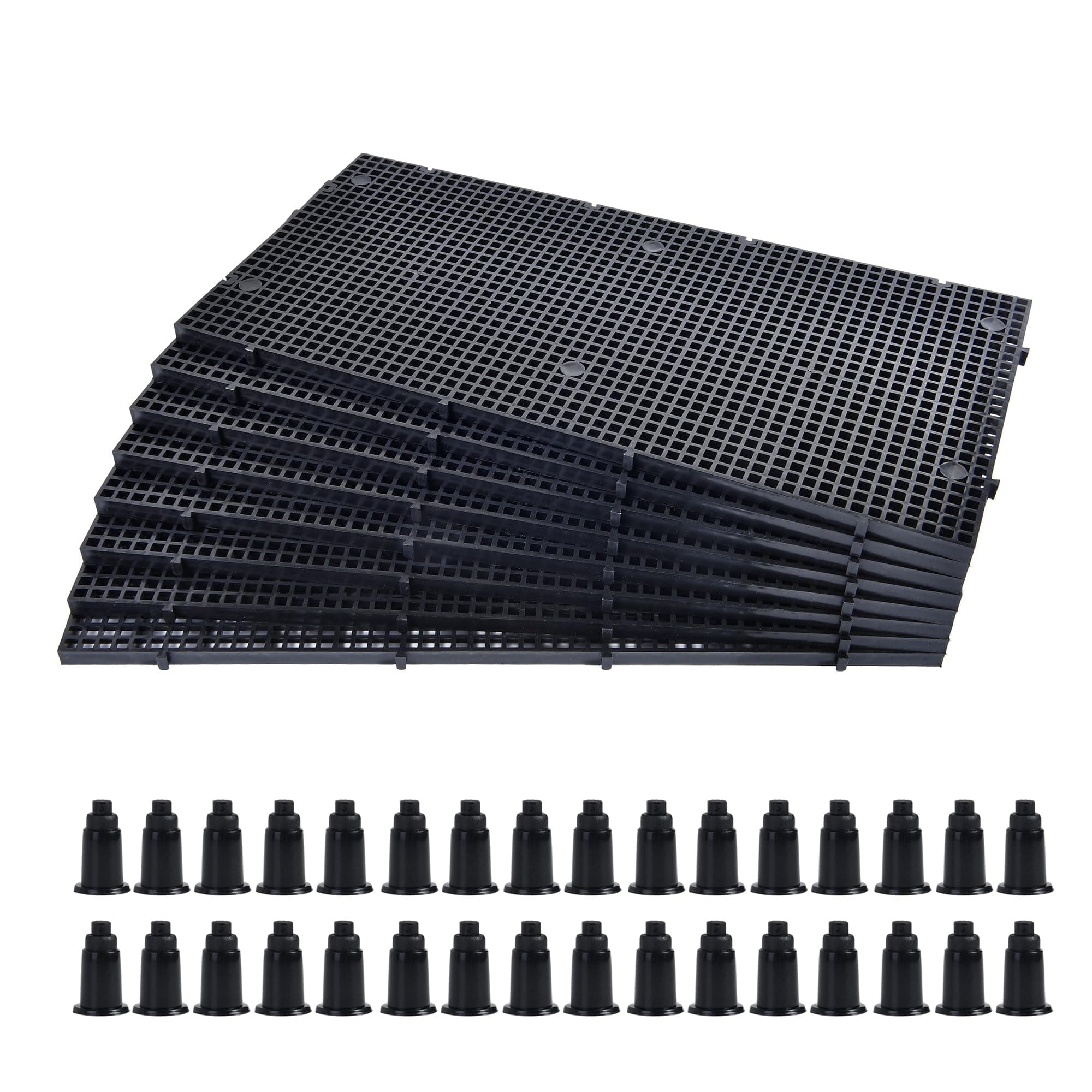 ALEGI Plastic Grid Divider Tray Egg Crate Louvre Aquarium Fish Tank Bottom Isolation with Bracket (8pcs Black)