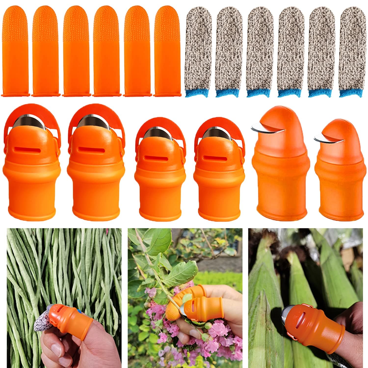 18PCS Garden Silicone Thumb Knife Tools,Vegetable Fruit Picking Knife,Separator Finger Knife Harvesting Plant Cutter Tool for Trimming Garden Plants,Fruit,Vegetables