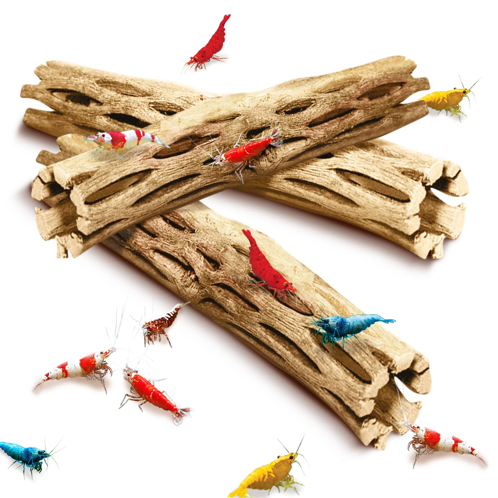 Chorawood, stimulating activity for small climbers, keep shrimp busy and active, long and dry aquarium decoration adds raw beauty, 3 pieces