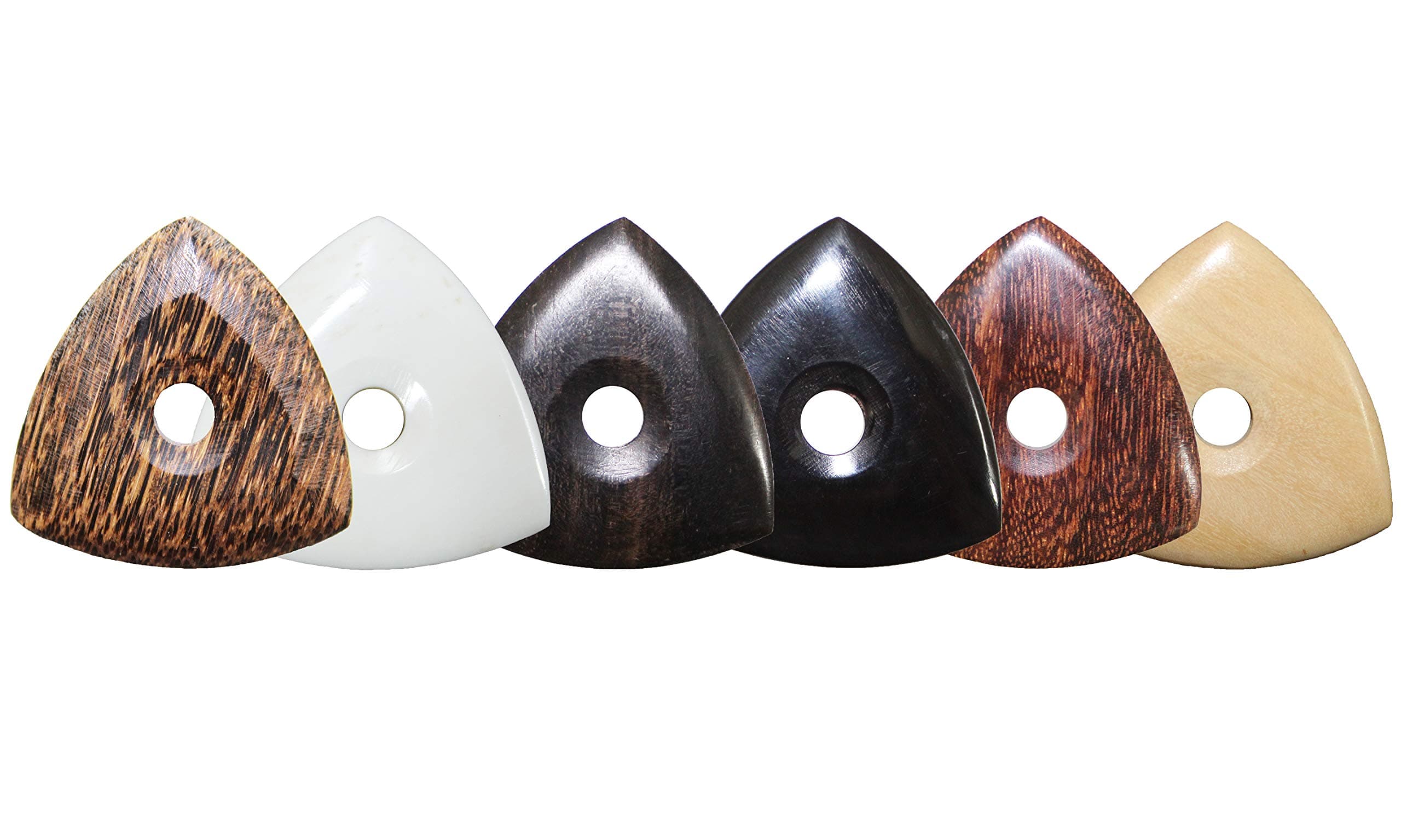PICKMANN Tri-Tip Style Exotic Sampler Guitar Picks Plectrums Value Pack for Gypsy Jazz/Electric/Bass Guitar Made from Palmwood, Bone, Ebony, Horn, Tamarind & Haldu