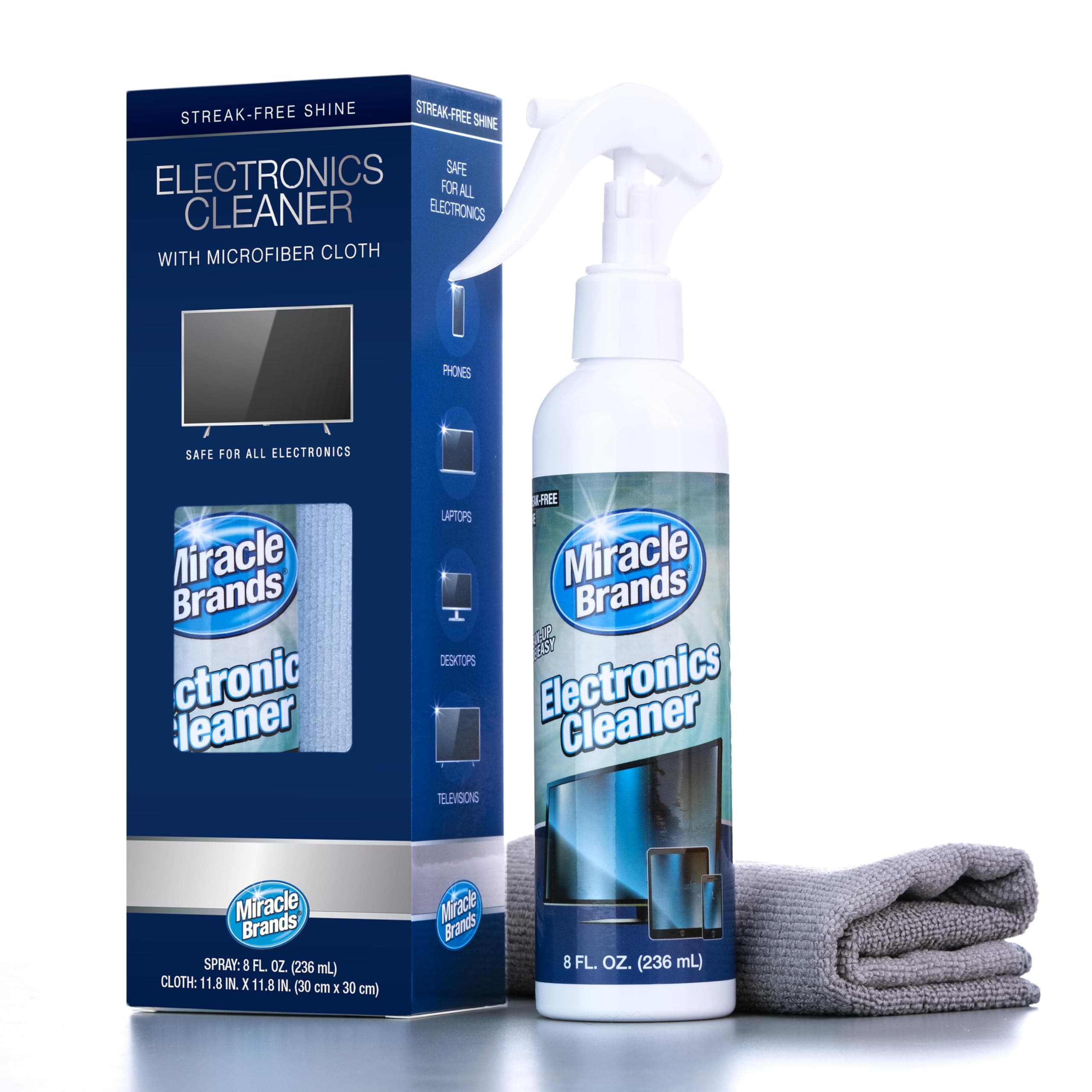 Screen Cleaner Spray With Microfibre Cloth (236ml) Screen Cleaner Spray and Wipe for TV, Laptop, Computer, Phone, iPad, Car Screen Cleaning Kit Electronic Cleaner Spray. Natural ingredients.