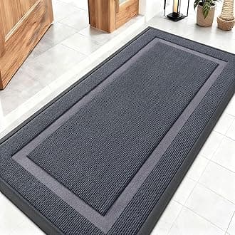 OLANLY Front Door Mat Indoor Outdoor Entrance, Waterproof All-Season, All-Weather Doormat, Sturdy Natural Rubber, Fade Resistant, Low Profile, Easy Clean Patio Porch Entryway Mat, 47x24, Light Grey