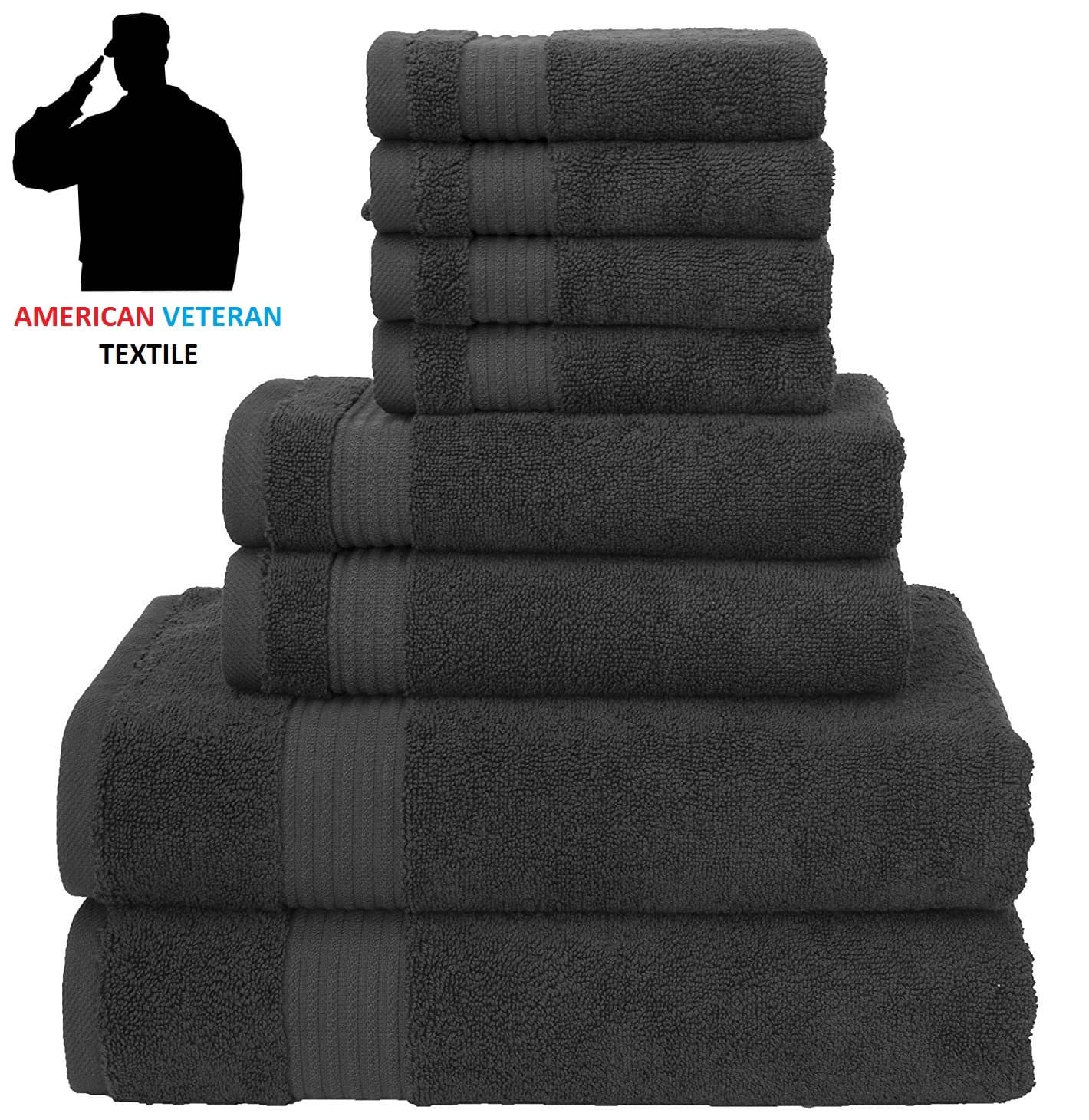 Premium 2017 [New Collection] 8 Piece Towel Set; 2 Bath Towels, 2 Hand Towels, 4 Washcloths, Eco-Friendly, Hotel Quality, Super Soft and Highly Absorbent by American Veteran Towel, Silver Grey