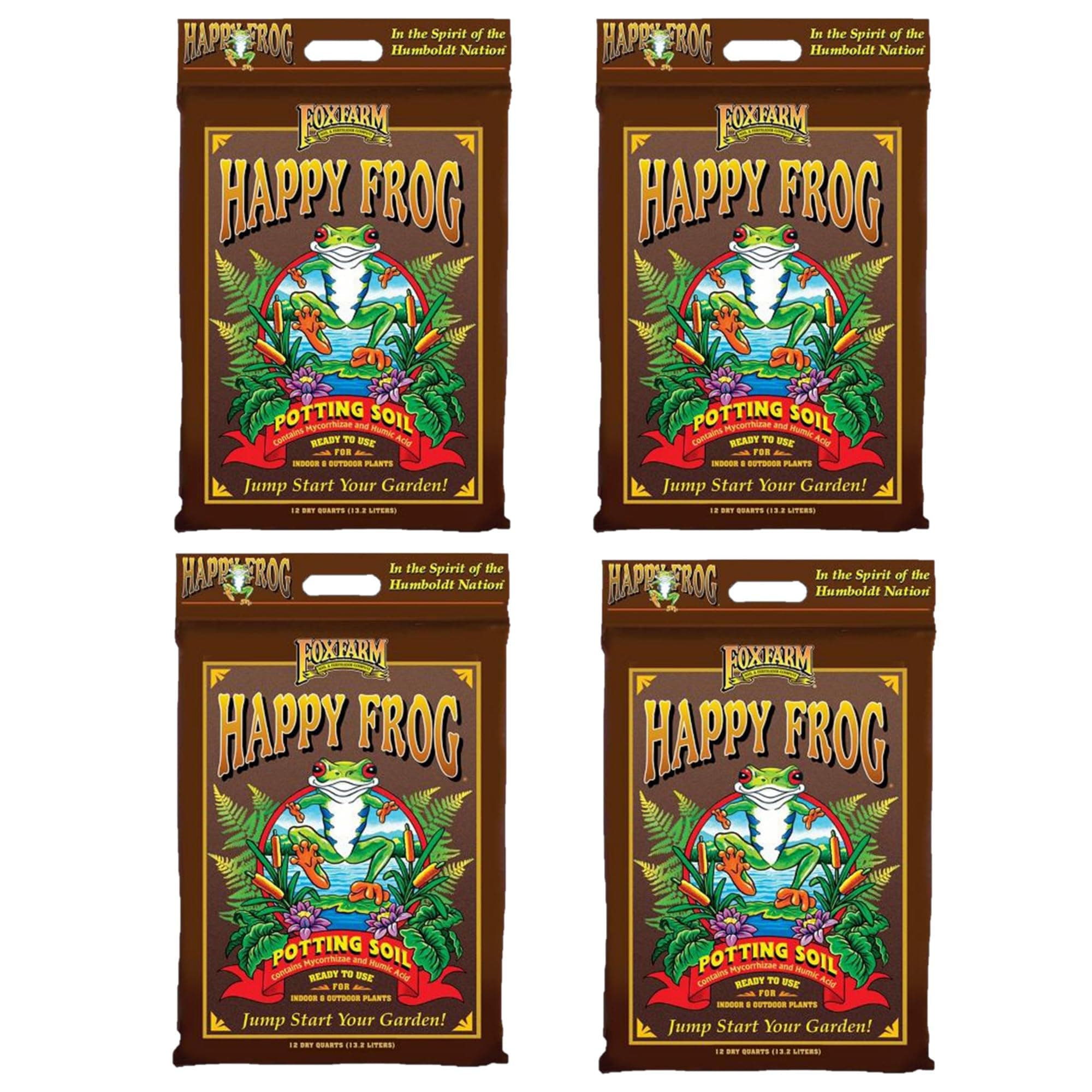 Fox Farm FX14054 Happy Frog Nutrient Rich and pH Adjusted Rapid Growth Garden Potting Soil Mix is Ready to Use, 12 Quart (4 Pack)