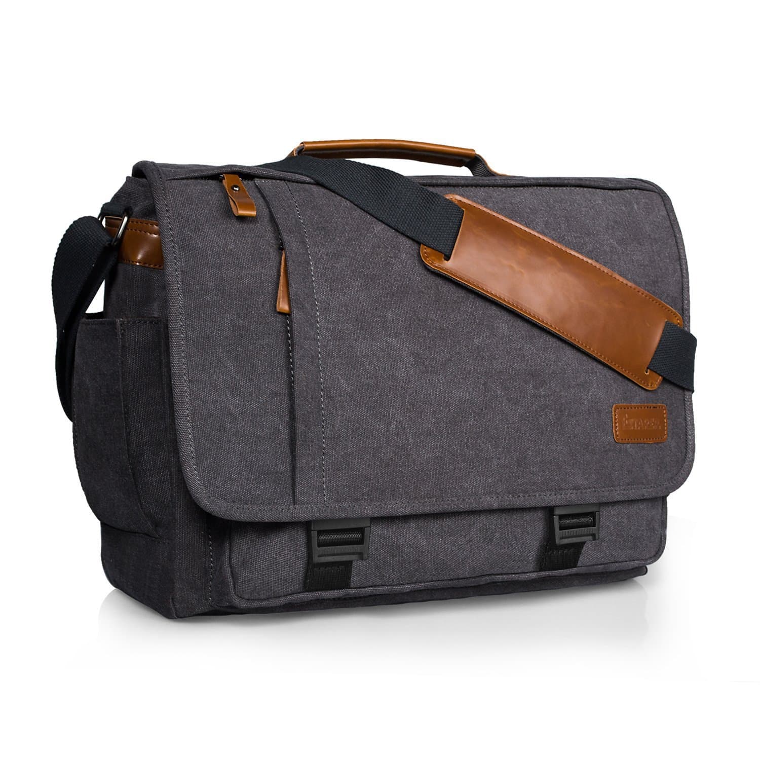 ESTARER Laptop Bag Shoulder Bag Men's Canvas for Work Plain Grey