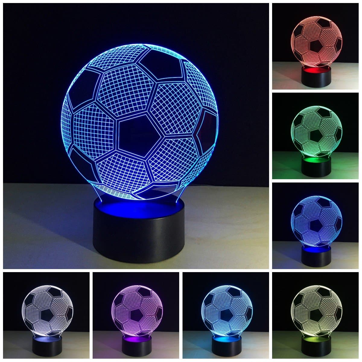 3D Optical Illusion Night Light,3D Illusion Lamp Soccer Ball 7 LED Color Changing Touch Control Lamp for Kids Adults Bedroom or Decor