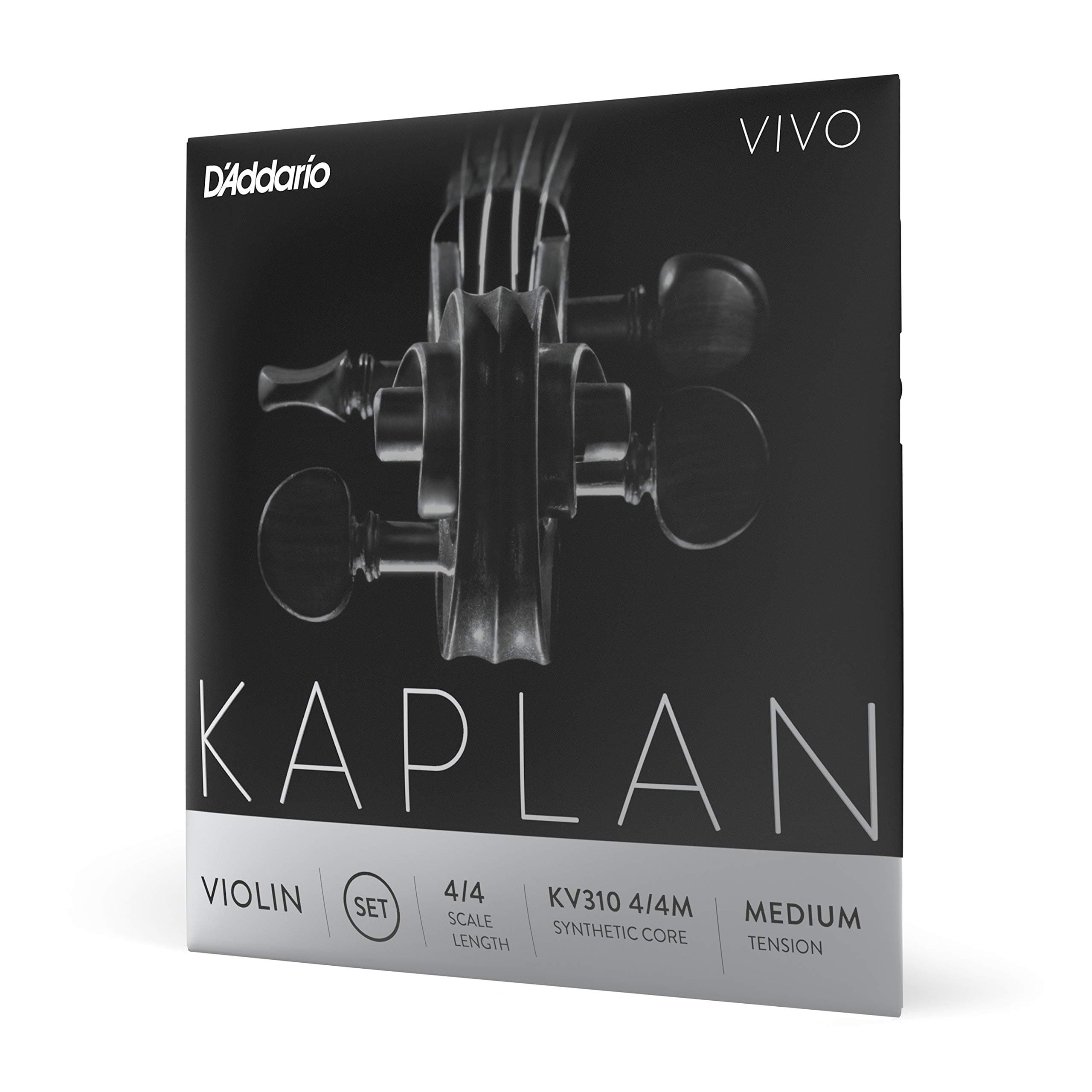 D'Addario Kaplan Vivo Violin Strings - Full Set - KV310 4/4M - Violin Strings - 4/4 Scale, Medium Tension