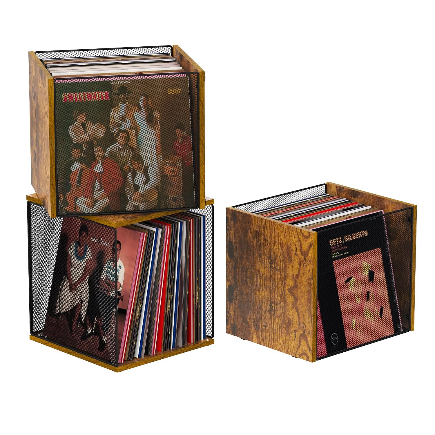 1 Cube Record Holder Vinyl Record Storage Furniture - DIY Stackable 40-55 Records Visualize Record Album Storage Box Cube Wooden Vinyl Record Crate Vinyl Record Shelves Organizer