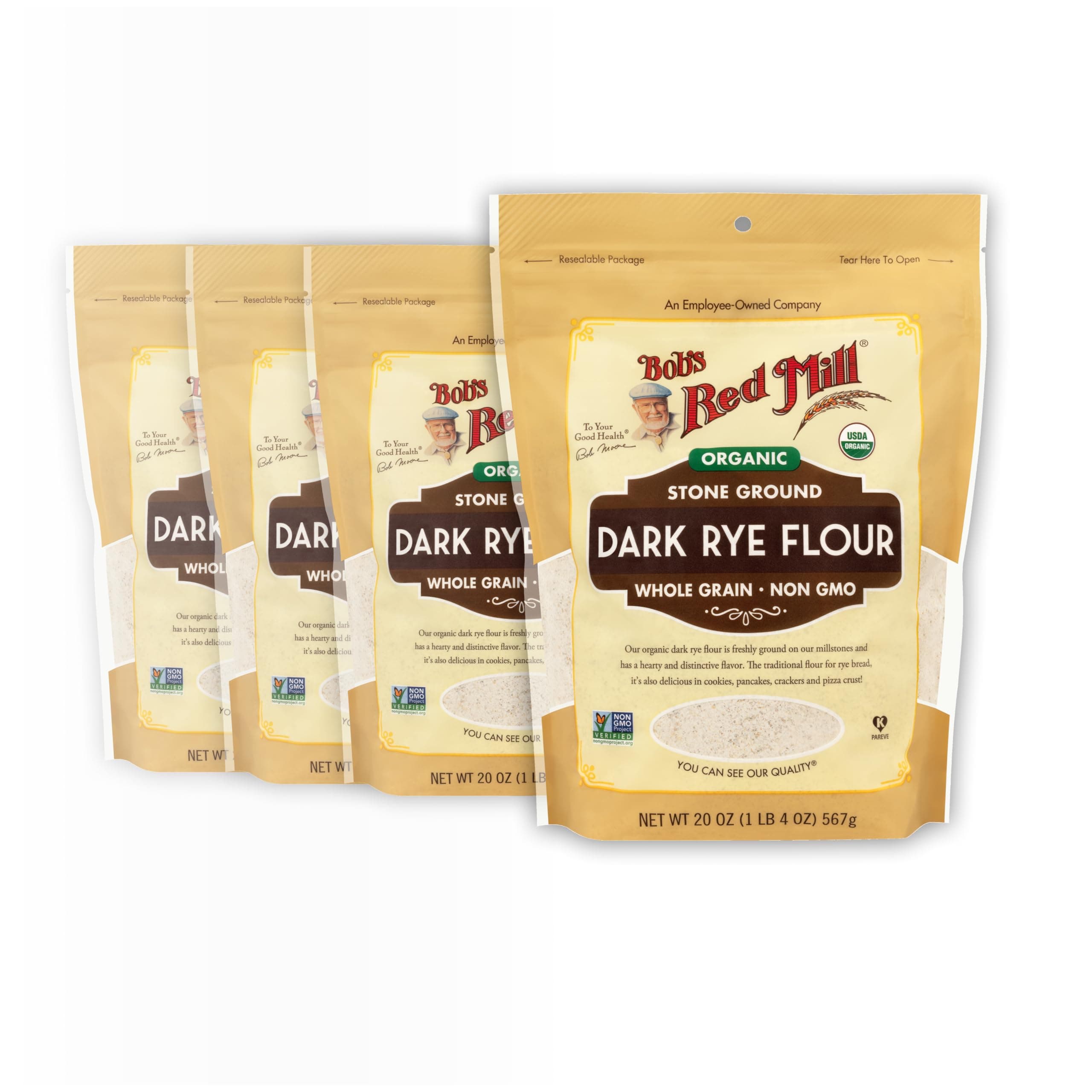 Organic Dark Rye Flour, 20 ounce (Pack of 4)