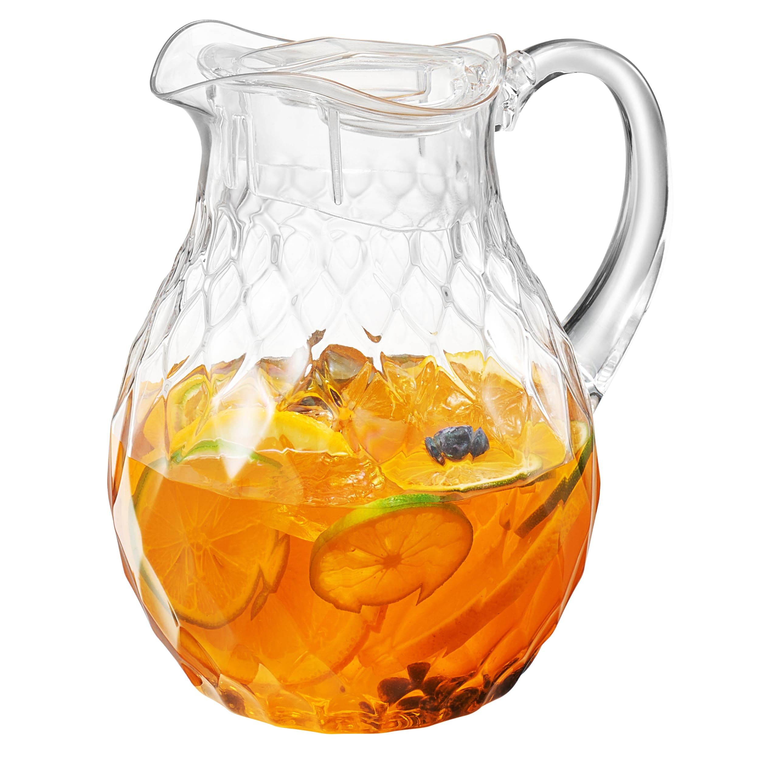 Khen - Wavy - Acrylic Pitcher (66 oz) Clear Plastic Water Pitcher with Lid, Fridge Jug, BPA-Free, Shatter-Proof, Great for Iced Tea, Sangria, Lemonade, Juice, Milk, and More, 750ml, BPA-Free