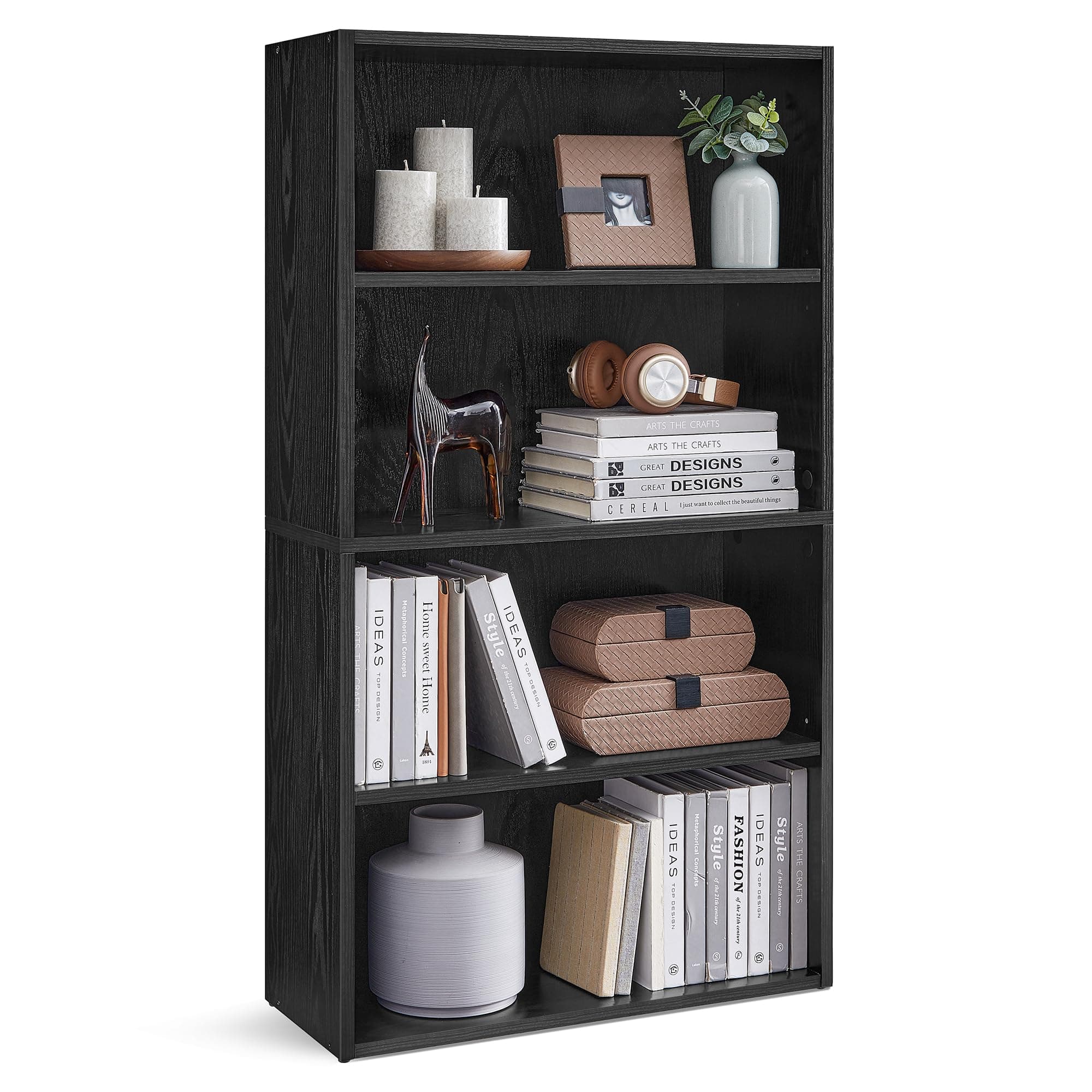 Custos Collection - Bookshelf, 4-Tier Bookcase, Book Shelf, Open Storage Shelf, 9.4 x 23.6 x 42.4 Inches, for Living Room, Home Office, Dinning Room, Ebony Black ULBC164T56