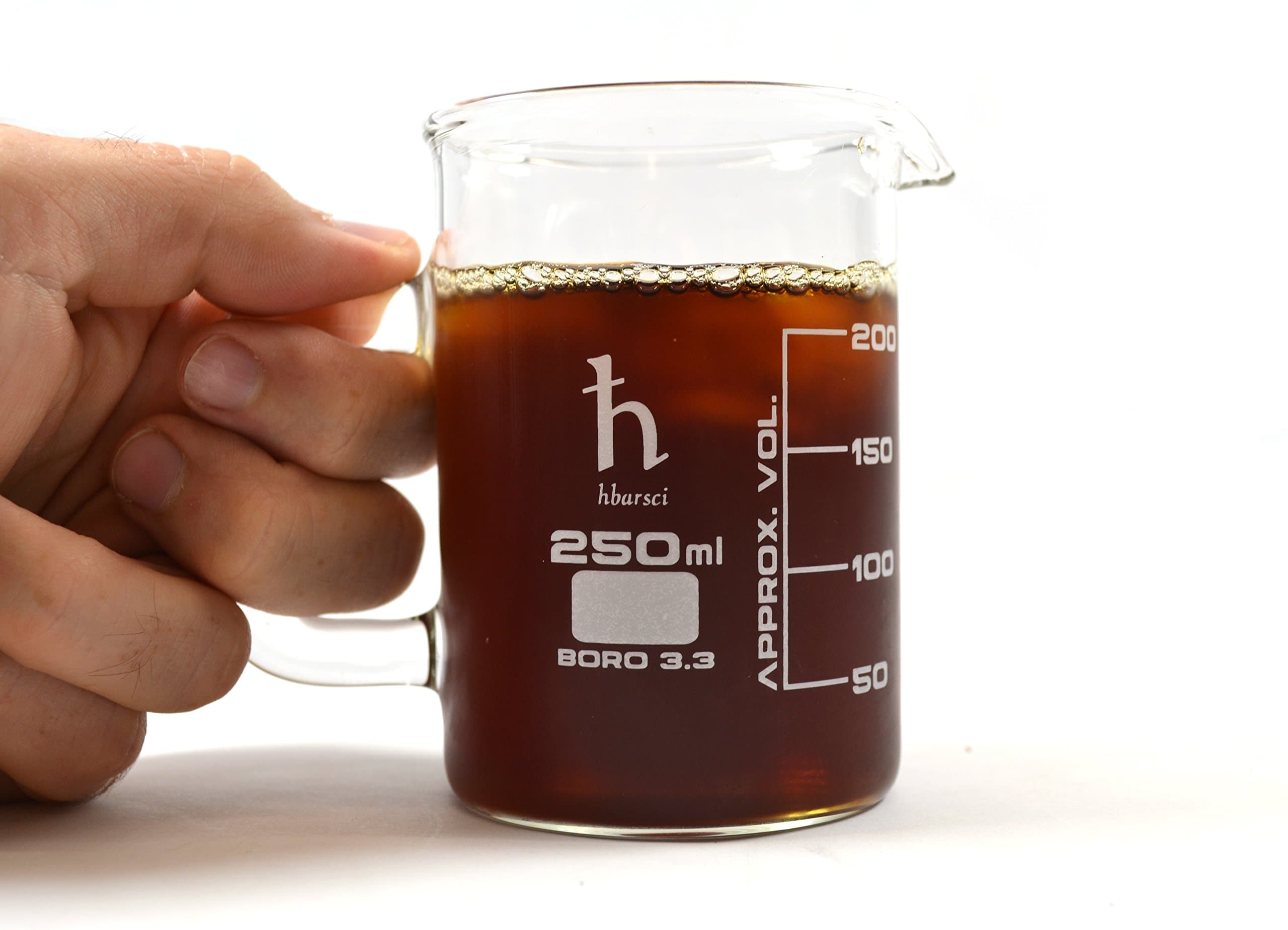 Premium Hand Crafted Beaker Mug, Thick Borosilicate Glass, 8.4oz (250mL) Capacity - Small Size - Tea or Espresso Sized