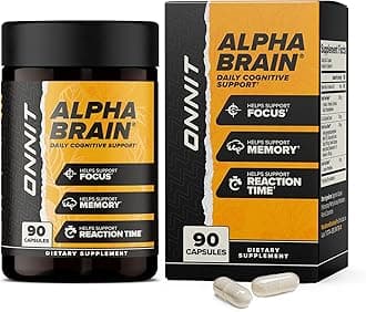 Alpha Brain Nootropic Brain Supplement for Focus, Memory, Mental Clarity, Cognitive Support with L-Theanine and Vitamin B6, 90 Count Capsules