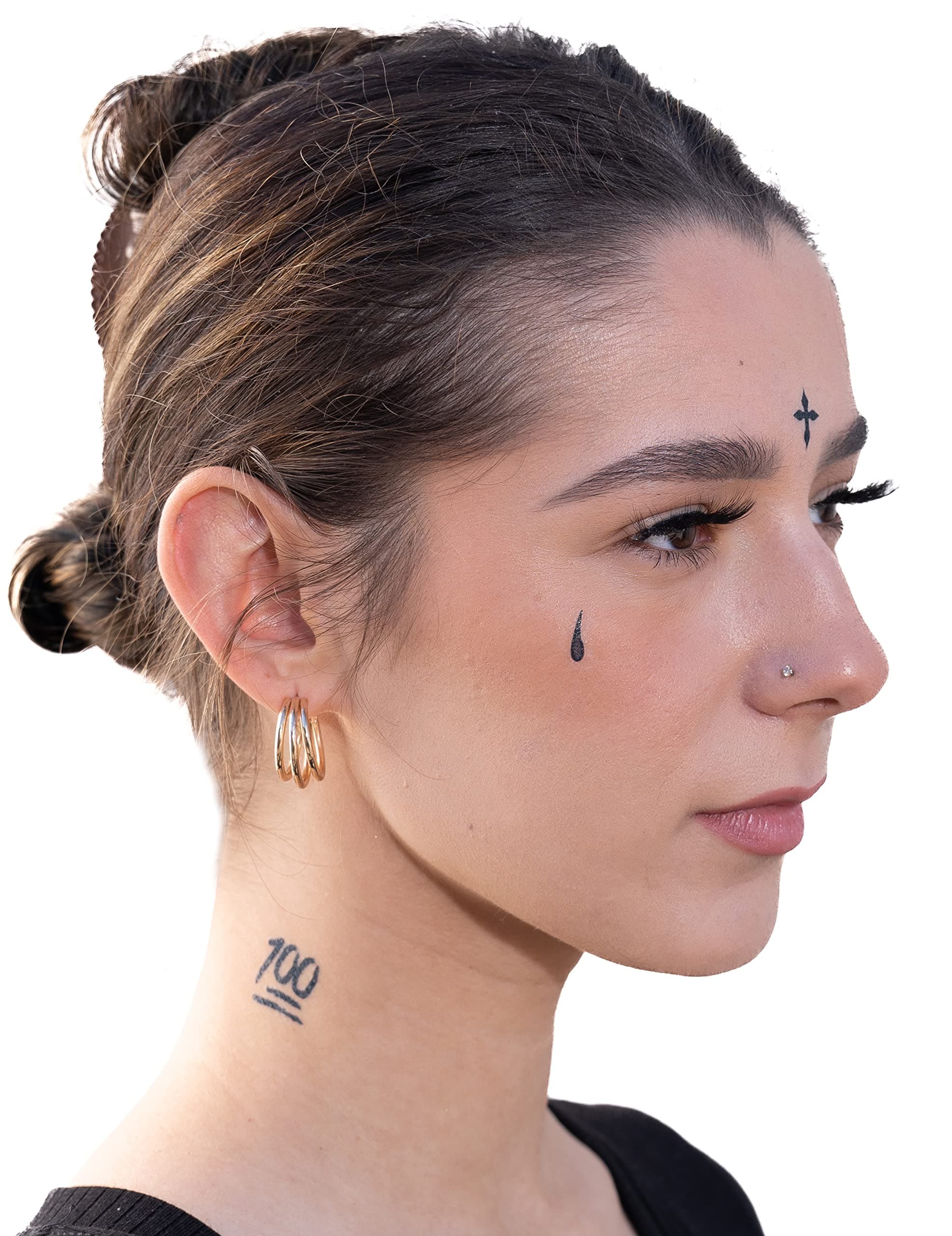 Temporary Tattoos – Volume I – 10-Piece Set | Teardrop, Praying Hands, Cross & More | Water-Transfer Fake Tattoos for Face & Body – Classic OG Thug Life Collection