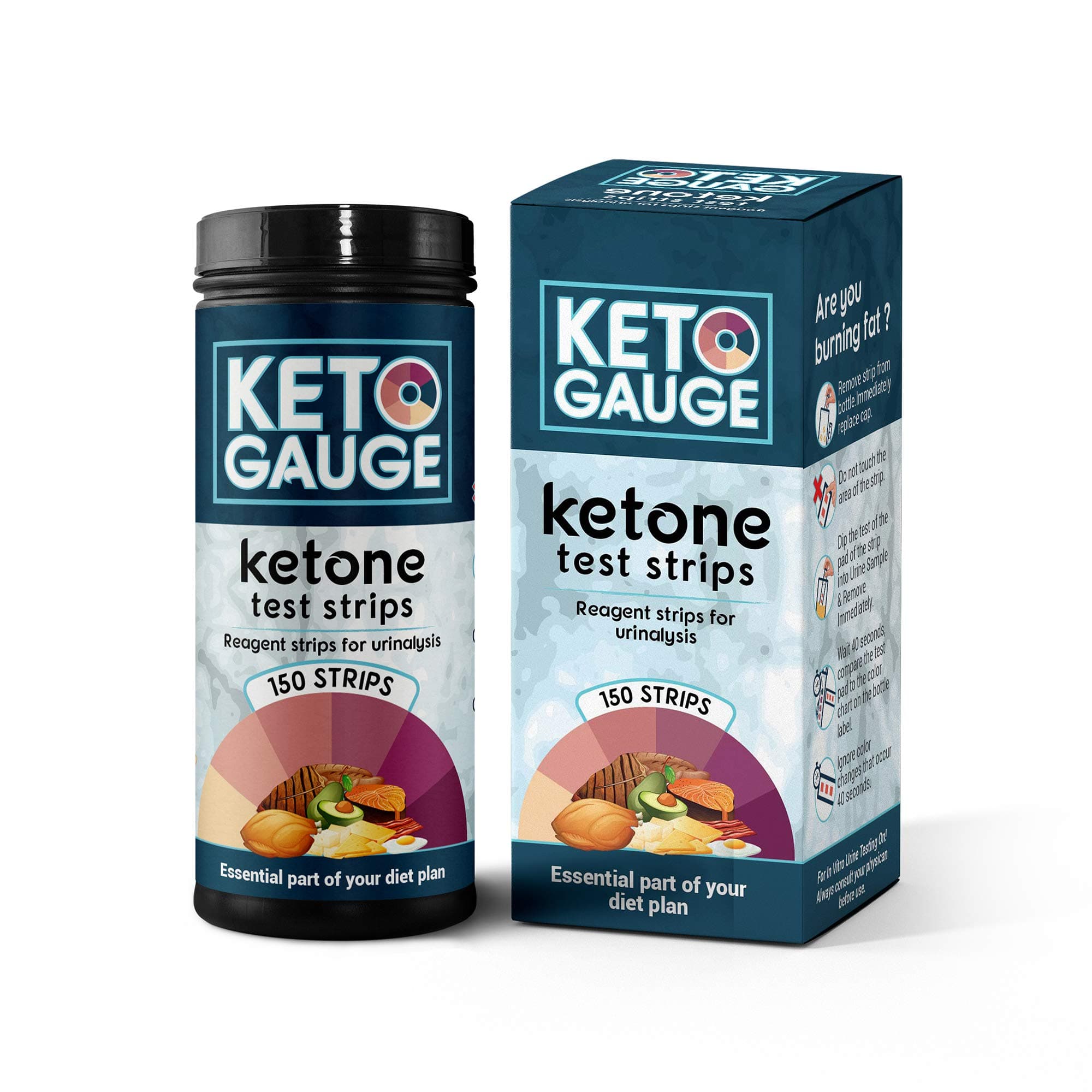 Ketone Test Strips for Urinalysis , 150 ct test strips for Ketogenic , Paleo , Atkins and diabetic diet plans , Most accurate and reliable