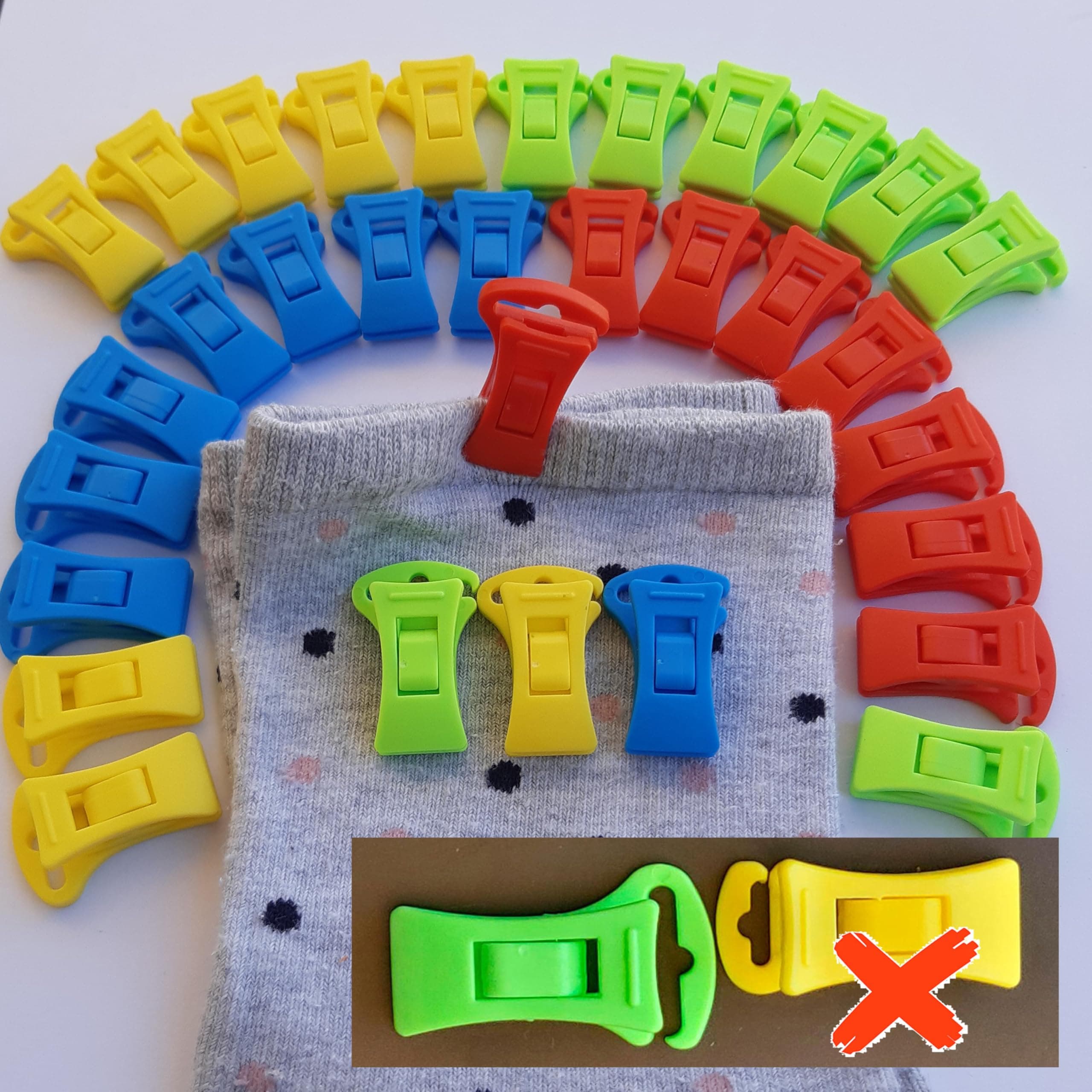 32 Sock Clips for Laundry for Washing Machine and Dryer. A Socks Drawer Organizer if Sock Holder on. Sock Laundry Clips with Hook for DIY Wire Socks Hanger Drying Rack. Clip for Washing Socks