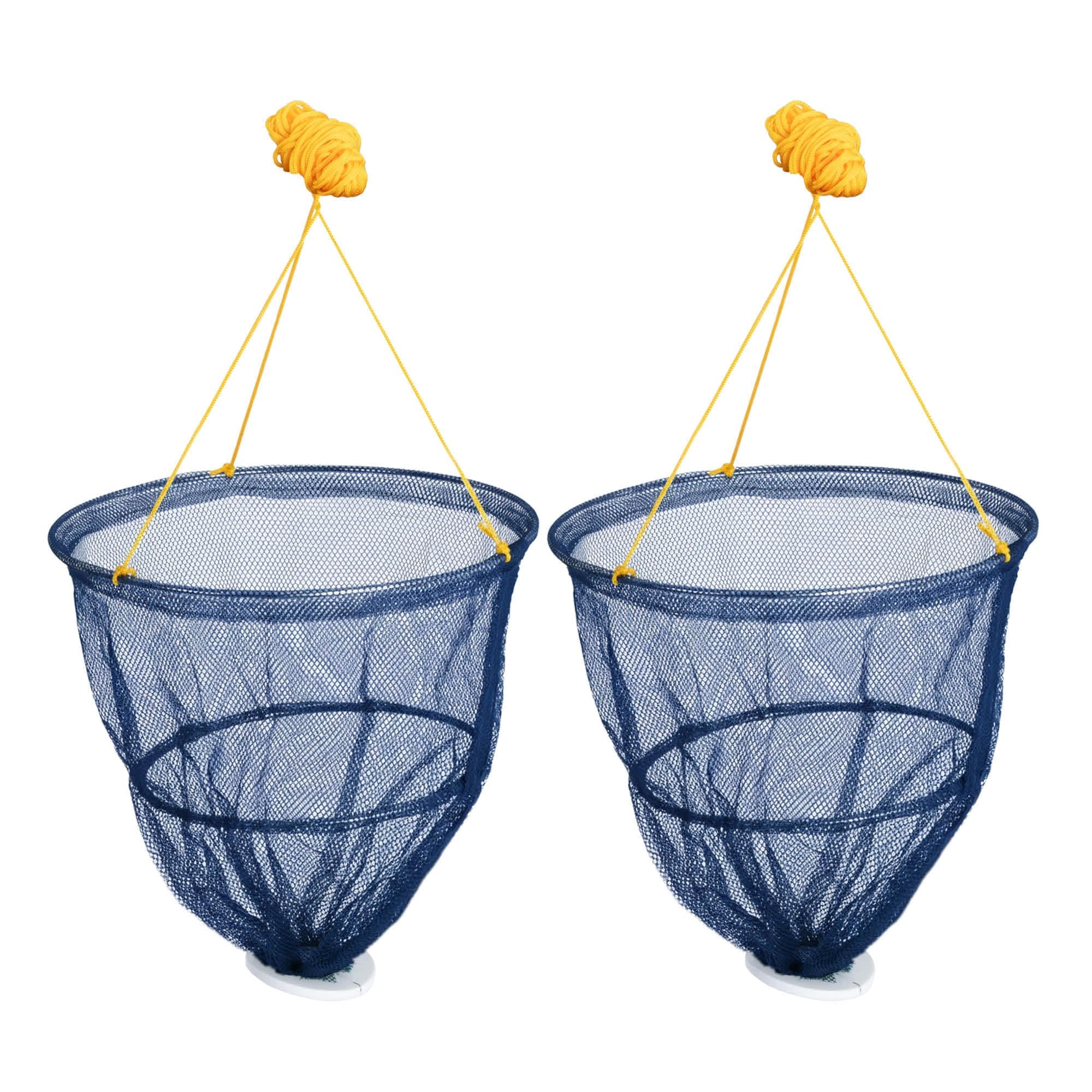 Set of 2 Crab Drop Net - Collapsible Crabbing Kit with Bait Spring Clip & Rot-Proof Rope - Crabbing Net for Catching Fish, Prawn, Lobster, Crayfish Trap, Heavy Duty Portable Fish Trap