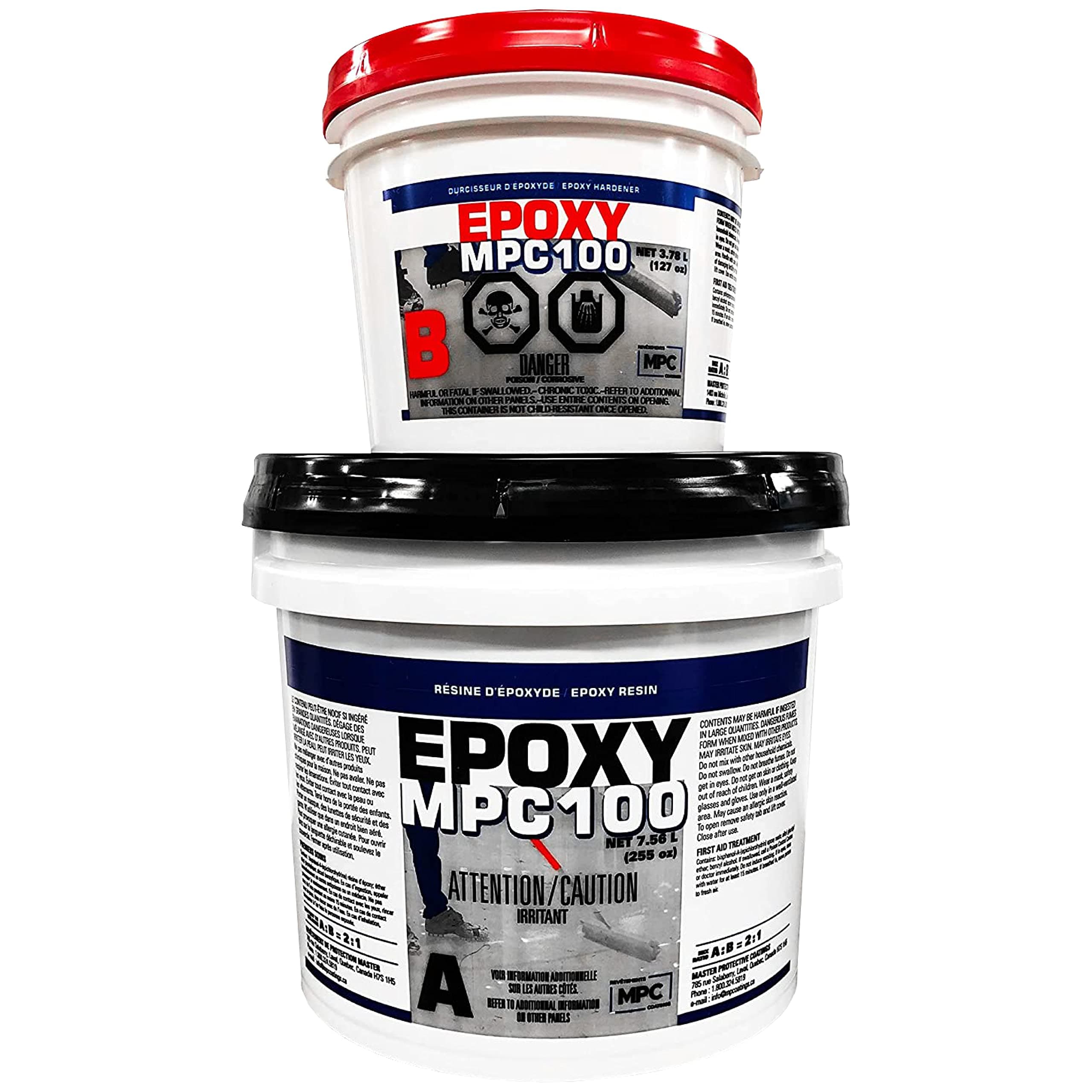 Master Protective Coatings Clear Epoxy Resin for Floors & Counter Tops, 100% Solids, Self Leveling - 3 Gallon Kit