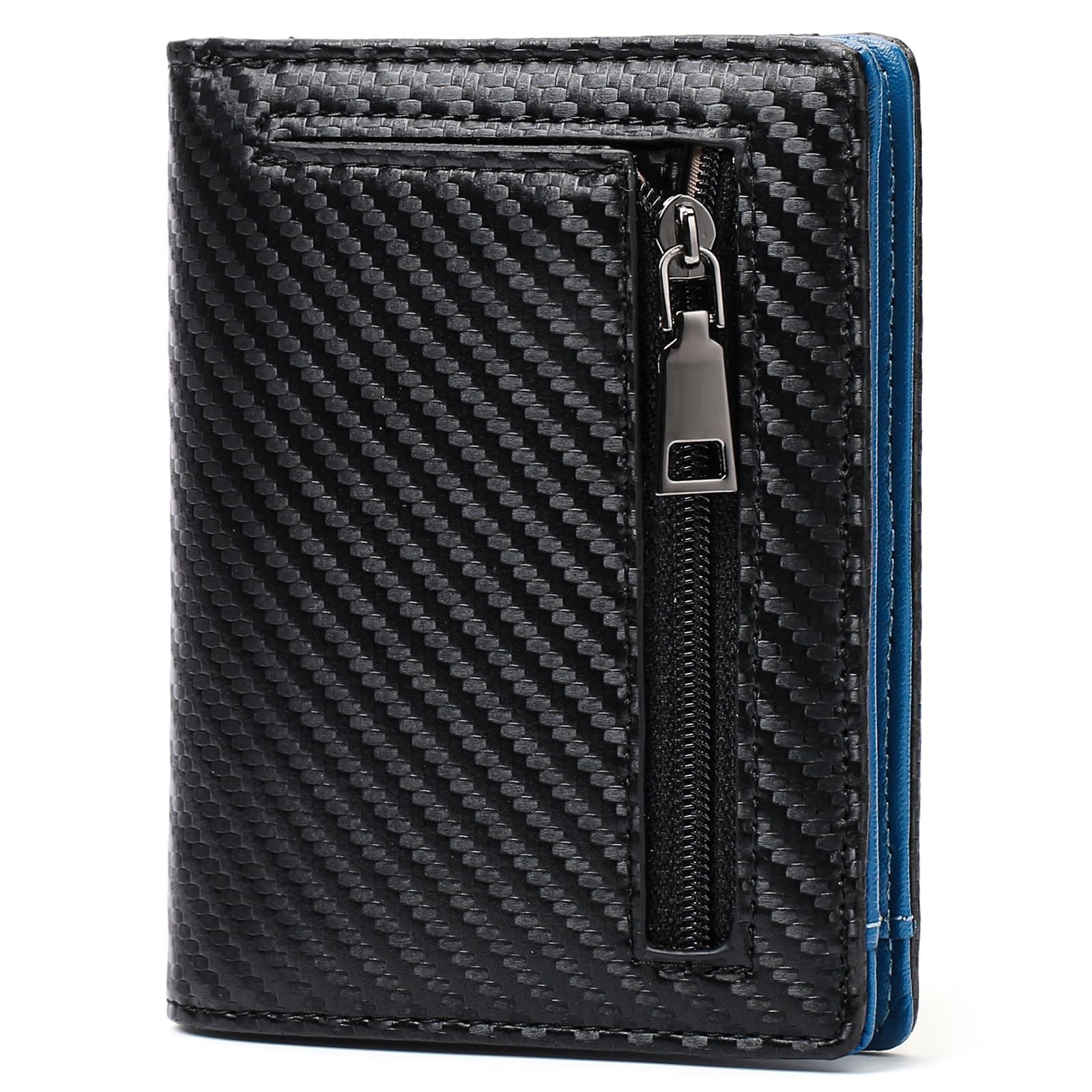 Mens Wallet Slim Bifold RFID Blocking Thin Credit Card Holder Genuine Leather Minimalist Wallets for Men with Zipper Coin Pocket