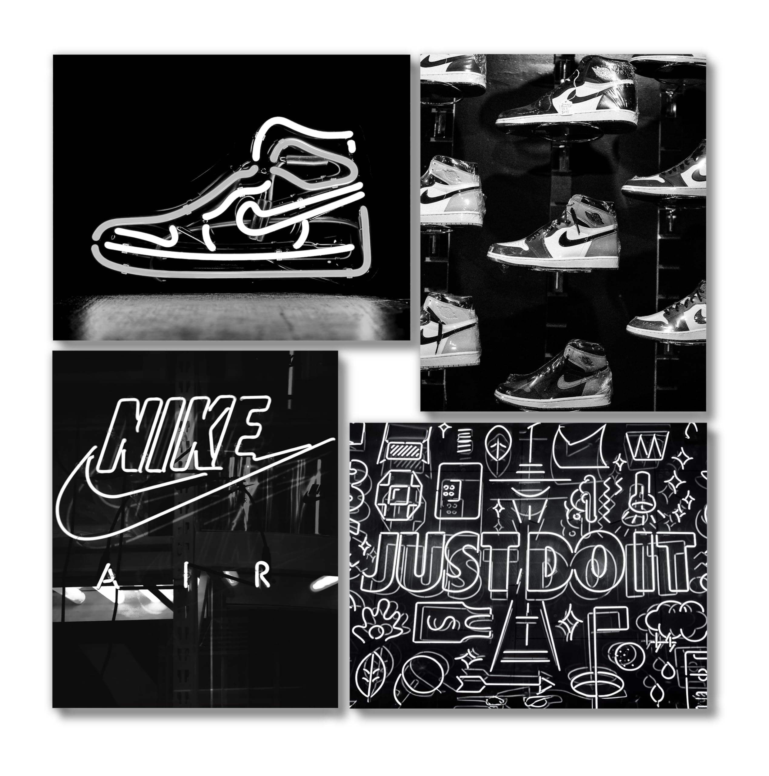 Generic Sneaker Posters (UNFRAMED 8 x 10 Set of 4) Hypebeast Wall Art Shoe Decor Sneakerhead Room Decor Air AJ Teen Boy Room Girl Room Wall Art Prints - Black and White Sneakers QUAD