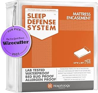 HOSPITOLOGY PRODUCTS Mattress Encasement - Zippered Bed Bug Dust Mite Proof Hypoallergenic - Sleep Defense System - Full XL - Waterproof - Stretchable - Standard 12" Depth - 54" W x 80" L