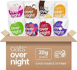 Oats Overnight Fruit Variety Pack - High Protein, High Fiber Breakfast Protein Shake - Gluten Free Oatmeal, Non GMO High Protein Oatmeal - Fruity Cereal, Chocolate Covered Banana & More (24 Pack)