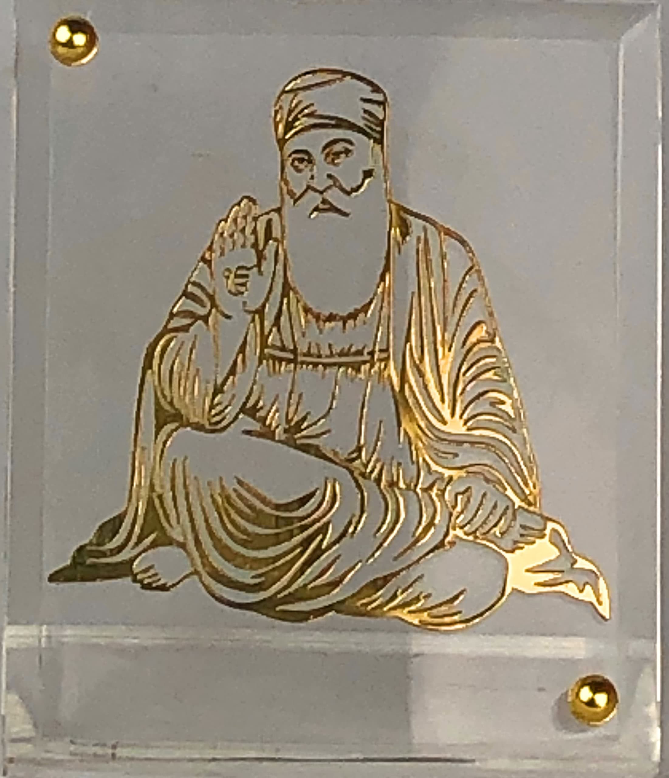 Glass Guru Nanak Dev Ji Oblong Photo Frames for TableTop Car Dashboard, 8 x 6.5 cm