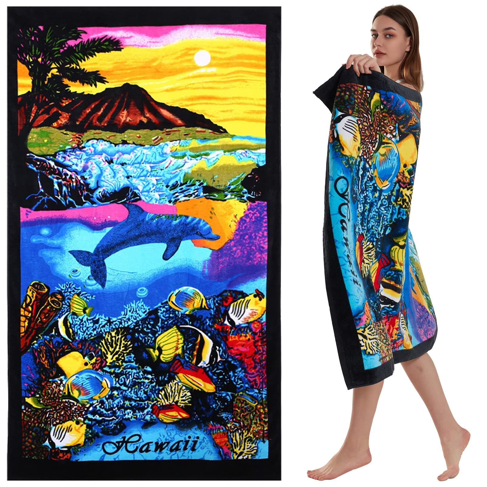 Oversized Beach Towel Cotton, Extra Large 40"X70" Thick Pool Towel High Absorbent, XL Soft Plush Beach Towels for Adults Mens Women