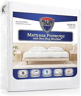 All-in-One Mattress Protector, Zippered Encasement, Water & Stain Resistant, Triple Seal Protection, Twin XL, White