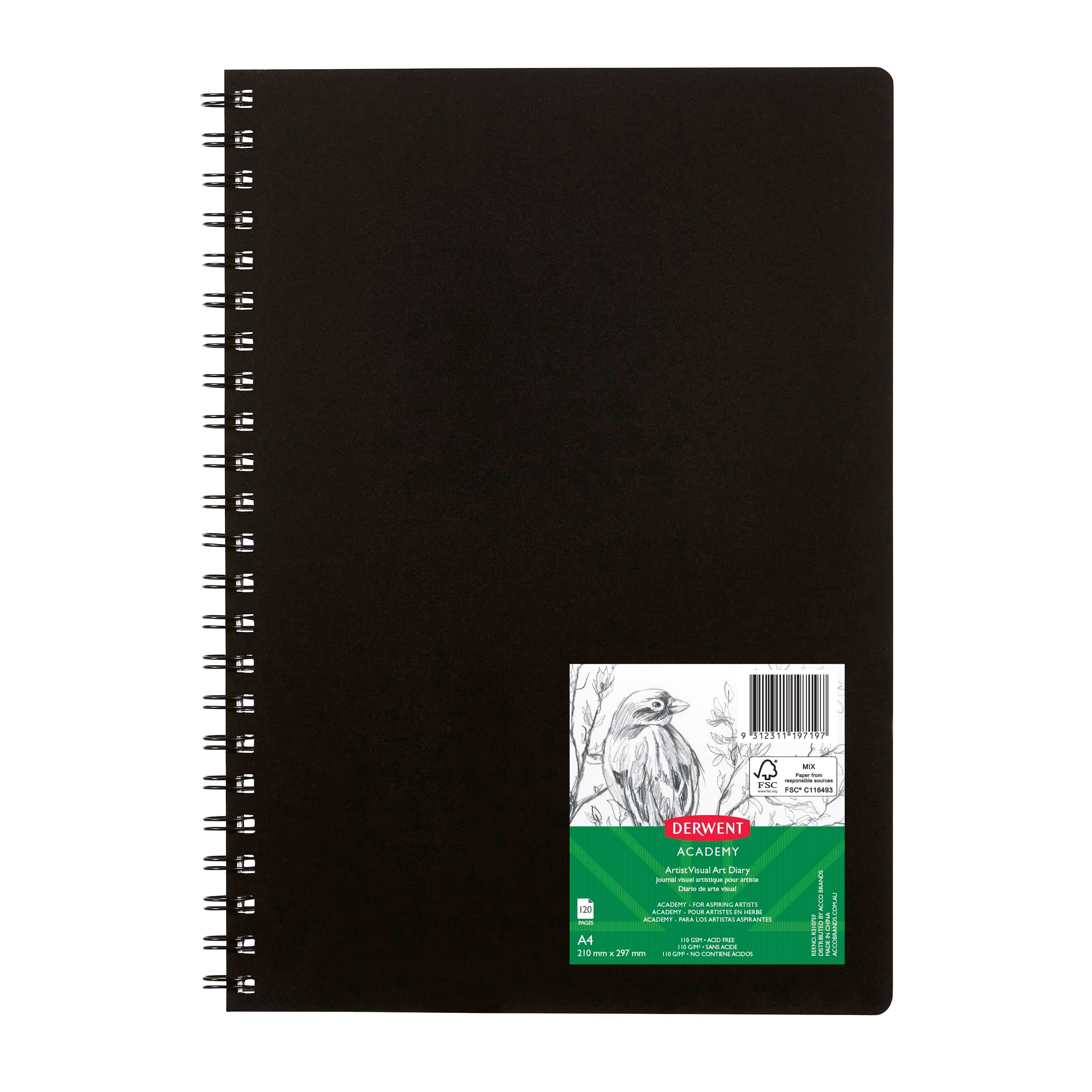 Derwent Academy Visual Art Diary Sketch Book 120 Pages, 110 GSM (A4 Portrait)