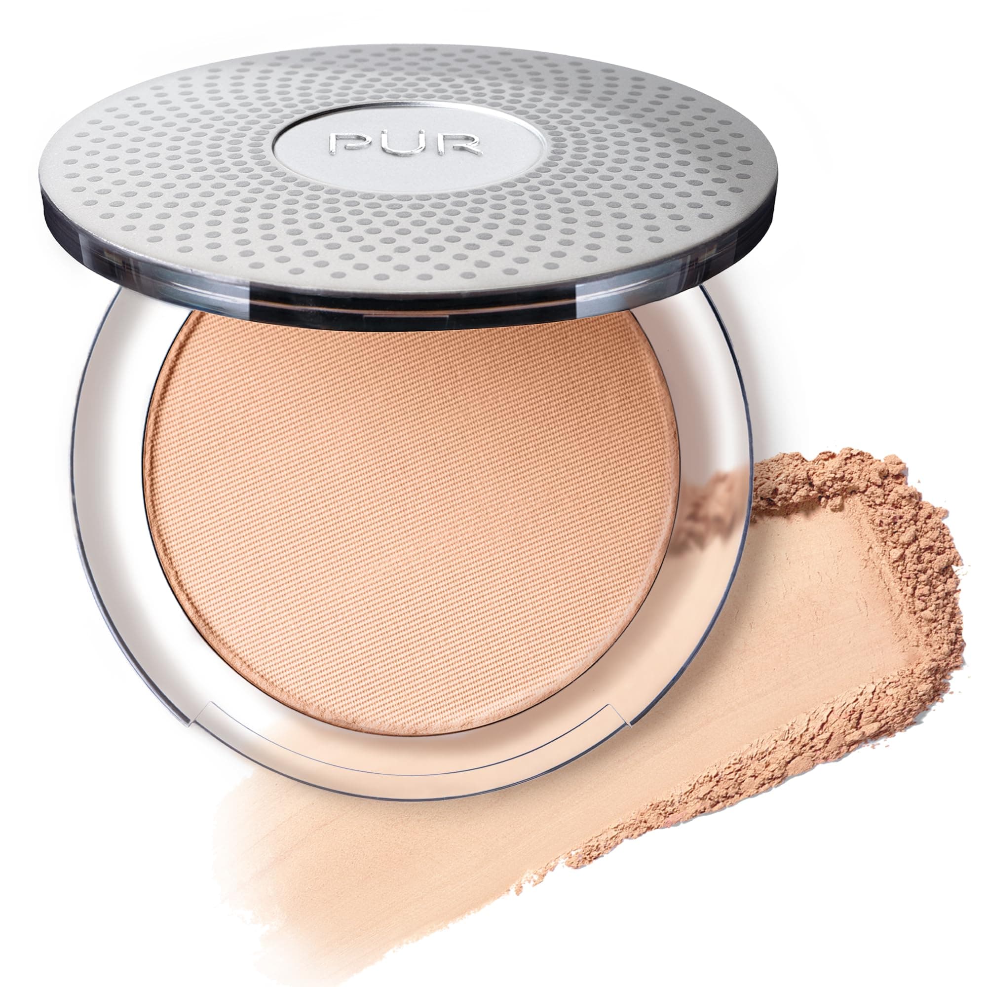 - 4-in-1 Pressed Mineral Makeup Powder Foundation with SPF 15 - Concealer & Finishing Compact Pressed Powder for Face - Buildable Medium to Full Coverage Foundation Powder