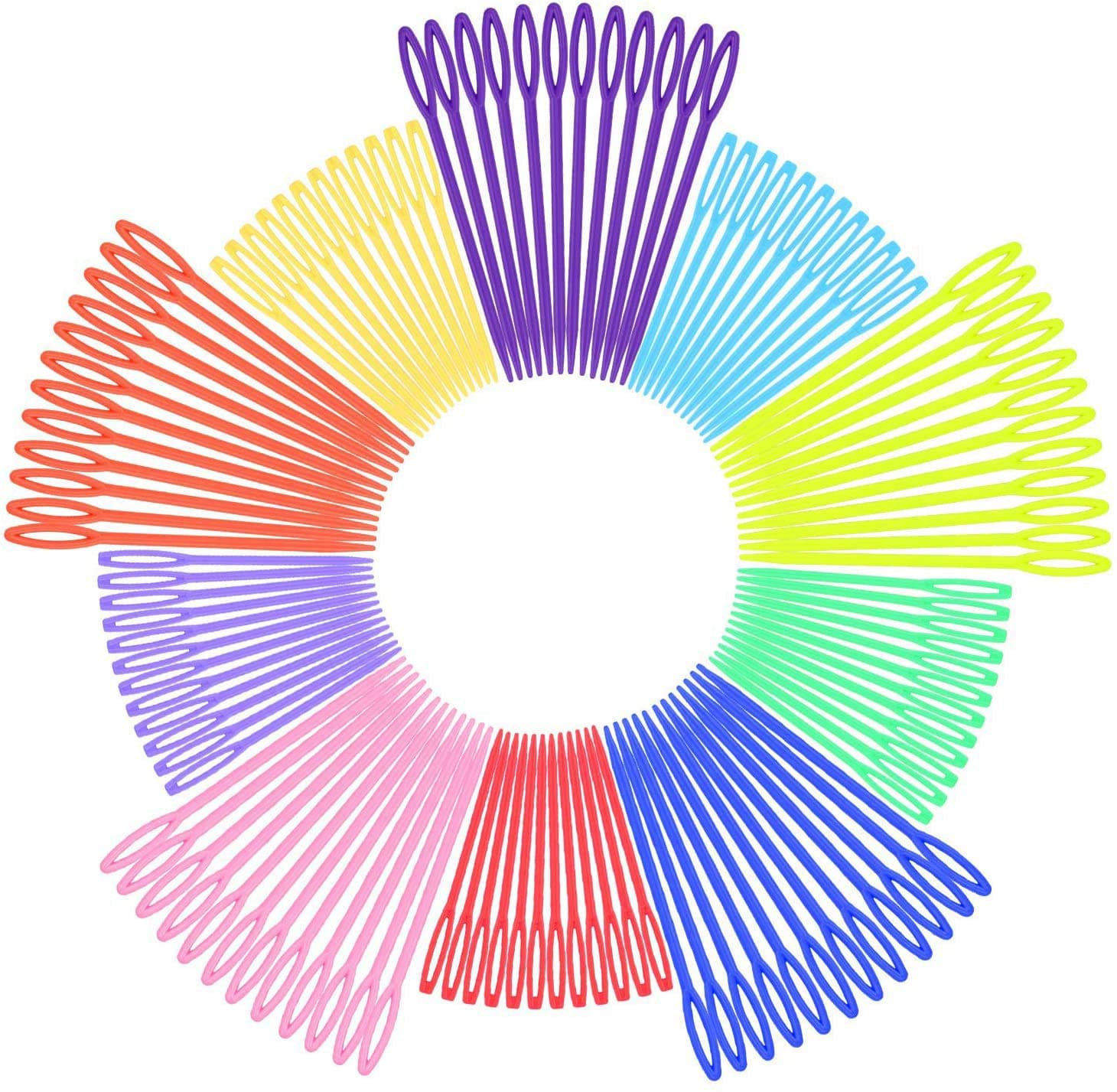 300 Pcs Plastic Sewing Needles, iFergoo 150 Pcs 3.5" Colorful Large Eye Crafts Needles and 150 Pcs 2.75"Kids Safety Learning Needles for DIY Sewing Handmade Crafts, Kid Weave Education (300)