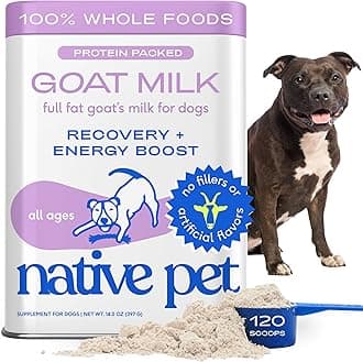 Goat Milk Powder - Dog Food Topper for Active Dogs - Post-Activity Recovery, Energy, Immune Support, Hydration & Bone Health - Whole Goat Milk with MCTs & Essential Minerals - 120 Scoops